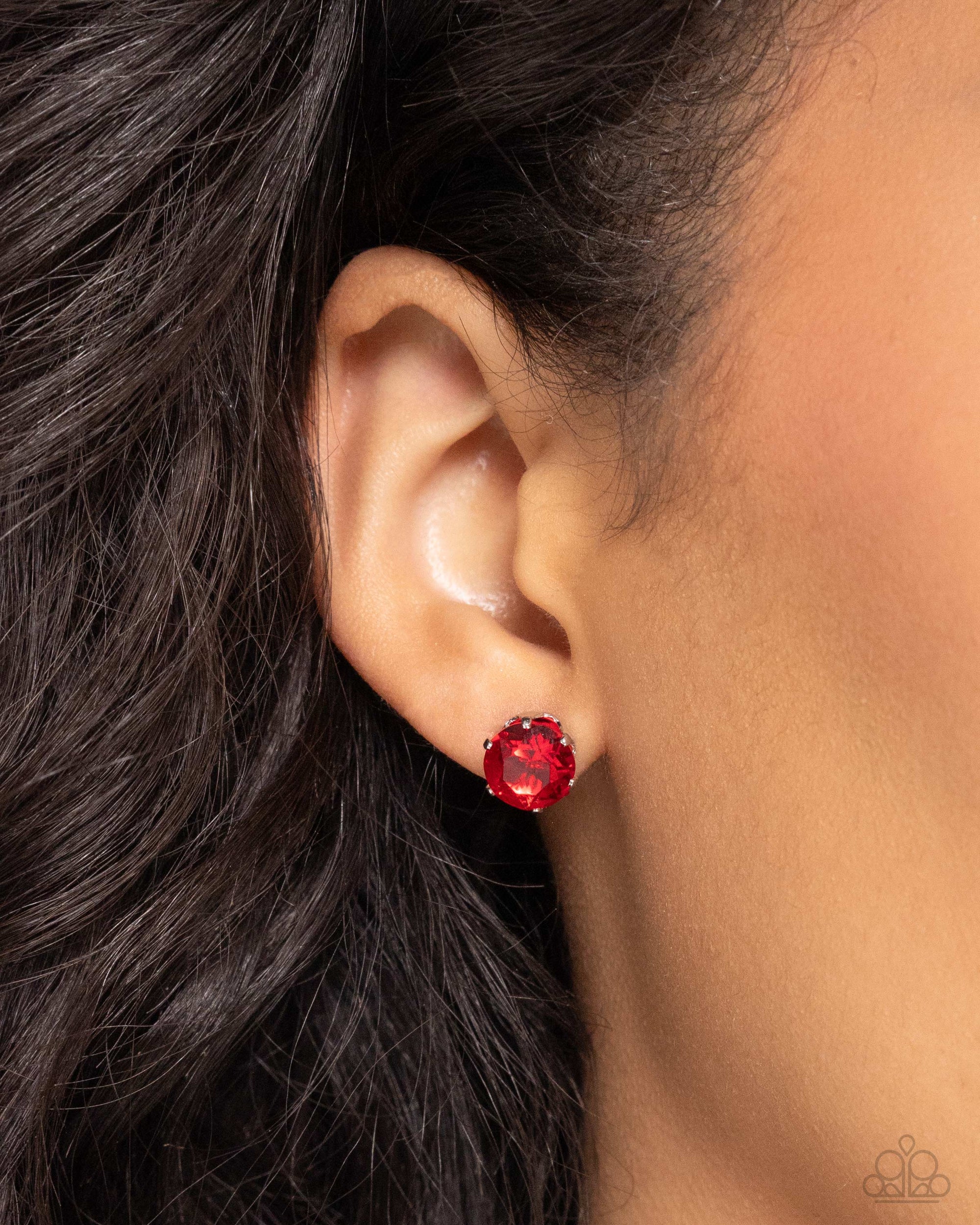 Breathtaking Birthstone (July) Ruby Red Rhinestone Earrings - Paparazzi Accessories- lightbox - CarasShop.com - $5 Jewelry by Cara Jewels