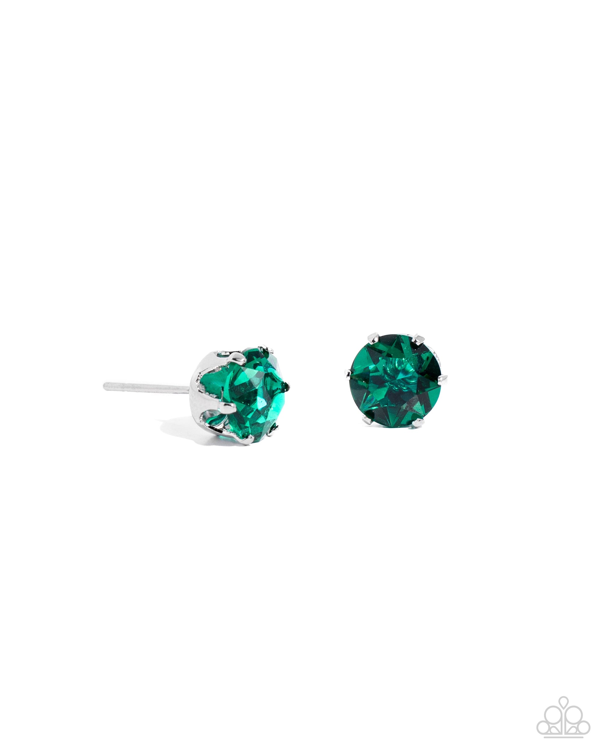 Breathtaking Birthstone (May) Emerald Green Rhinestone Earrings - Paparazzi Accessories- lightbox - CarasShop.com - $5 Jewelry by Cara Jewels