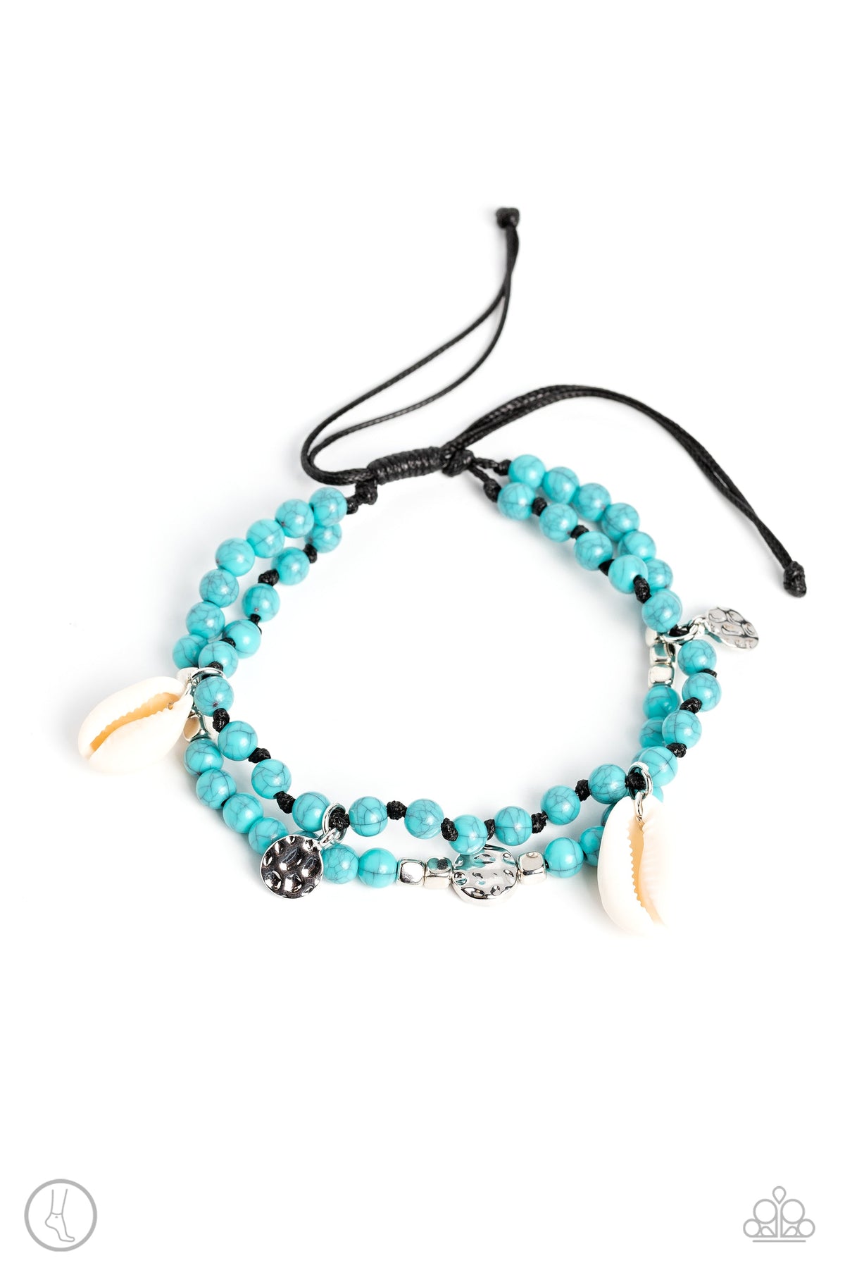 Buy and SHELL Turquoise Blue Stone &amp; Shell Anklet - Paparazzi Accessories- lightbox - CarasShop.com - $5 Jewelry by Cara Jewels