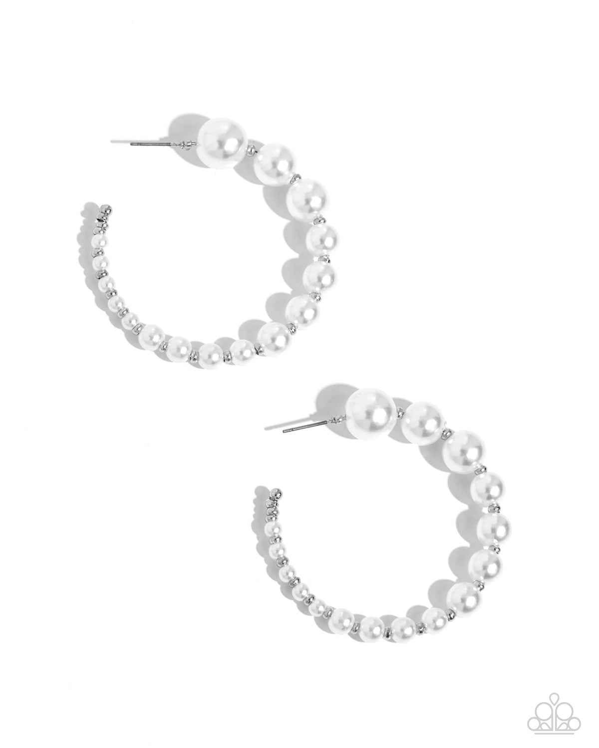 Candidate Class White Pearl Hoop Earrings - Paparazzi Accessories- lightbox - CarasShop.com - $5 Jewelry by Cara Jewels