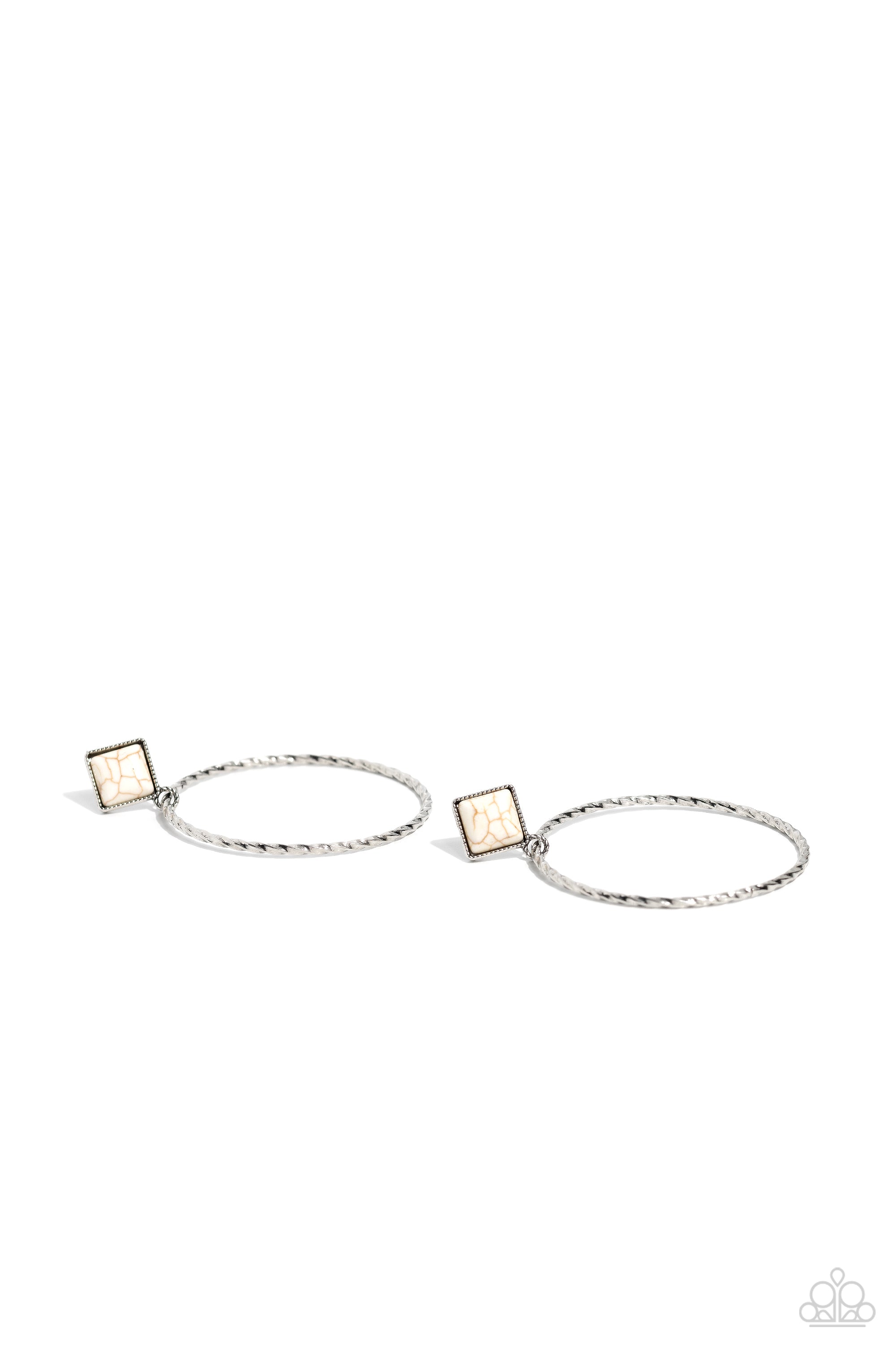Canyon Circlet White Stone Earrings - Paparazzi Accessories- lightbox - CarasShop.com - $5 Jewelry by Cara Jewels