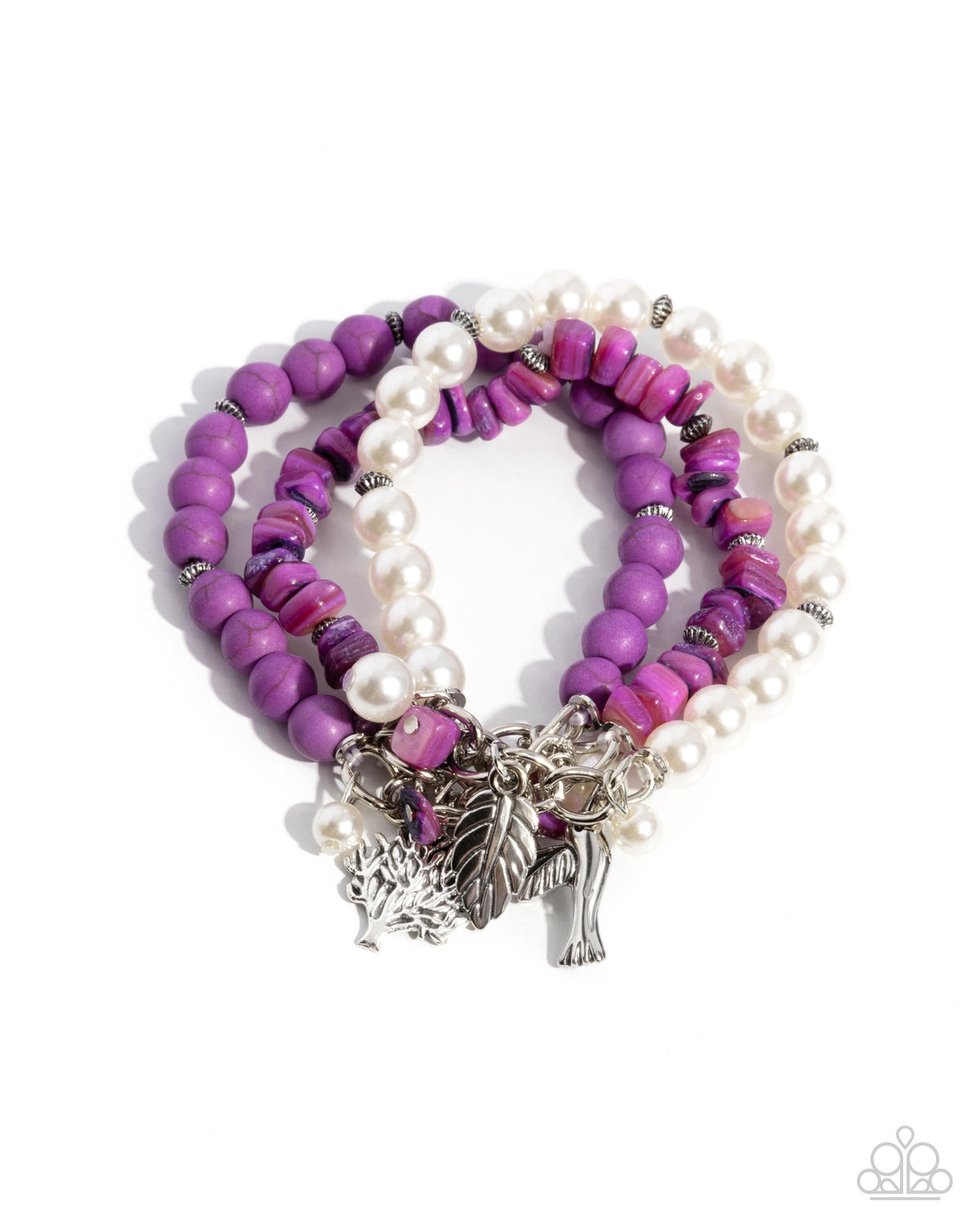 Canyonland Color Purple Stone &amp; White Pearl Bracelet - Paparazzi Accessories- lightbox - CarasShop.com - $5 Jewelry by Cara Jewels