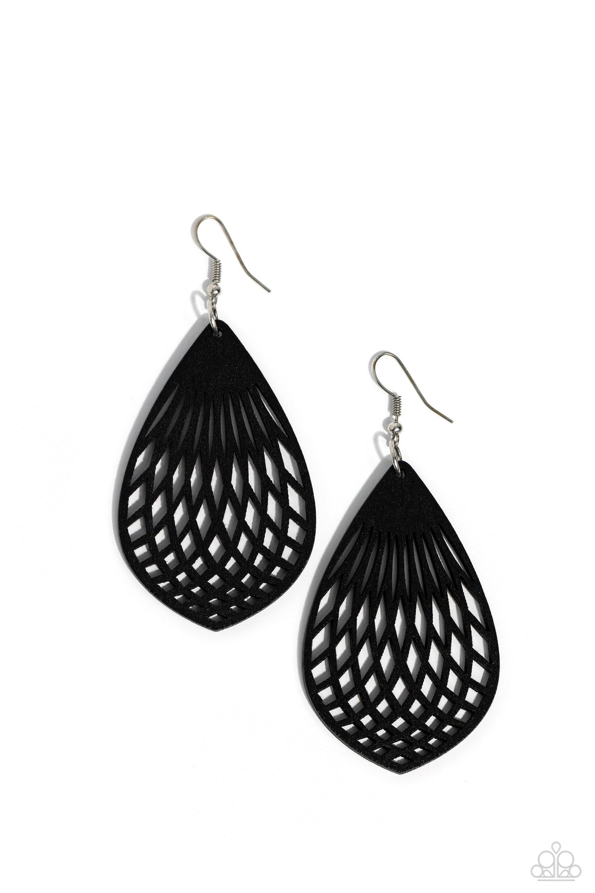 Caribbean Coral Black Wood Earrings - Paparazzi Accessories- lightbox - CarasShop.com - $5 Jewelry by Cara Jewels