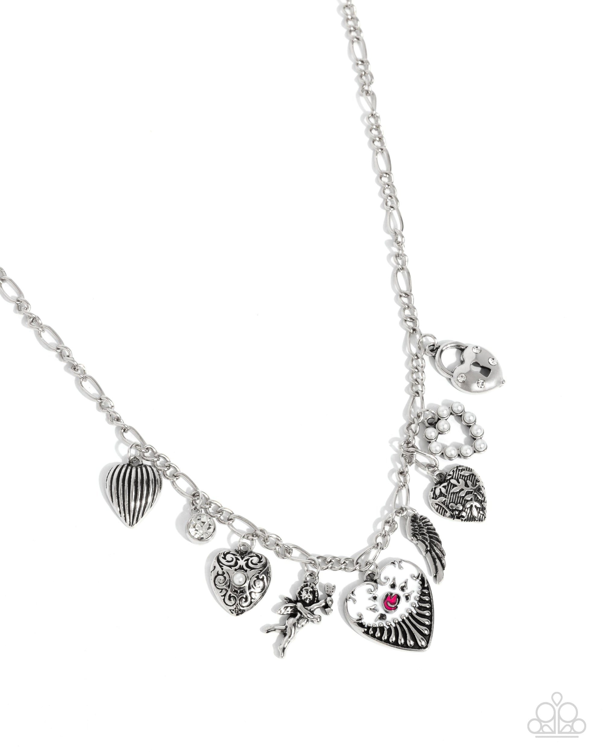 Caring Collection White Heart Charm Necklace - Paparazzi Accessories- lightbox - CarasShop.com - $5 Jewelry by Cara Jewels