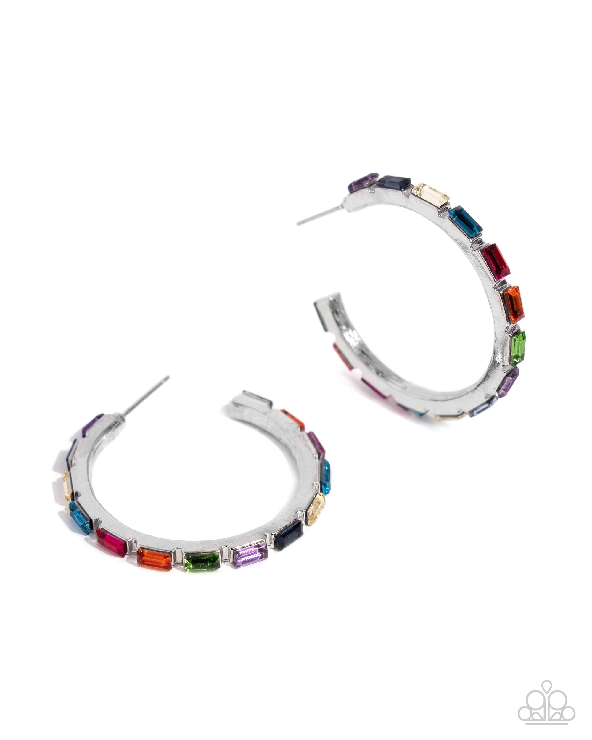 Carnival Chic Multi Rhinestone Hoop Earrings - Paparazzi Accessories- lightbox - CarasShop.com - $5 Jewelry by Cara Jewels