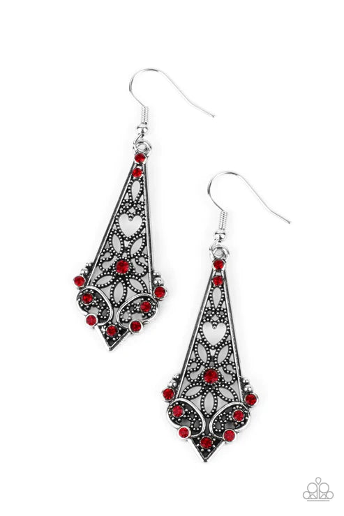 Casablanca Charisma Red Earrings - Paparazzi Accessories- lightbox - CarasShop.com - $5 Jewelry by Cara Jewels