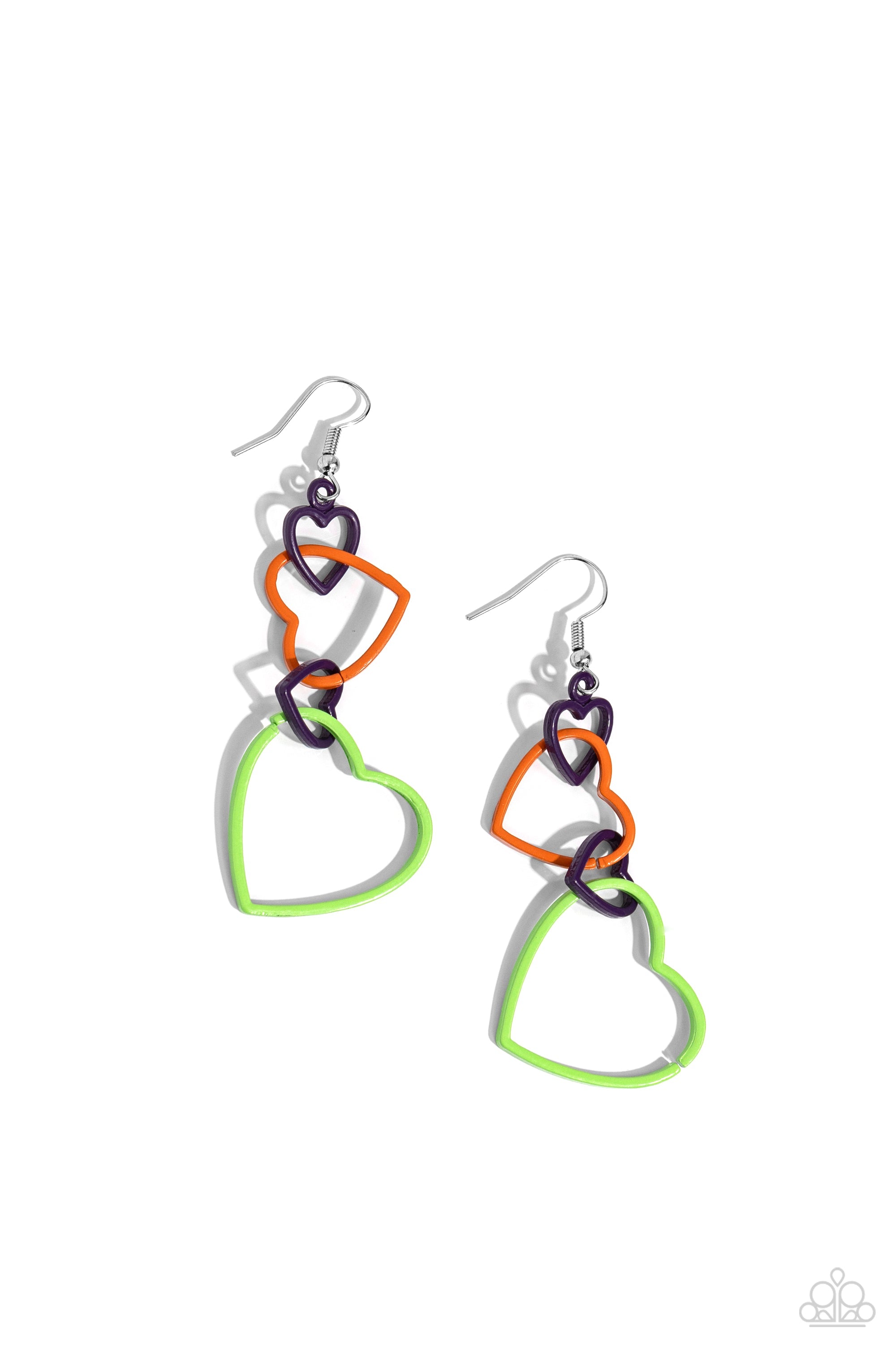 Cascading Crush Multi Heart Earrings - Paparazzi Accessories- lightbox - CarasShop.com - $5 Jewelry by Cara Jewels