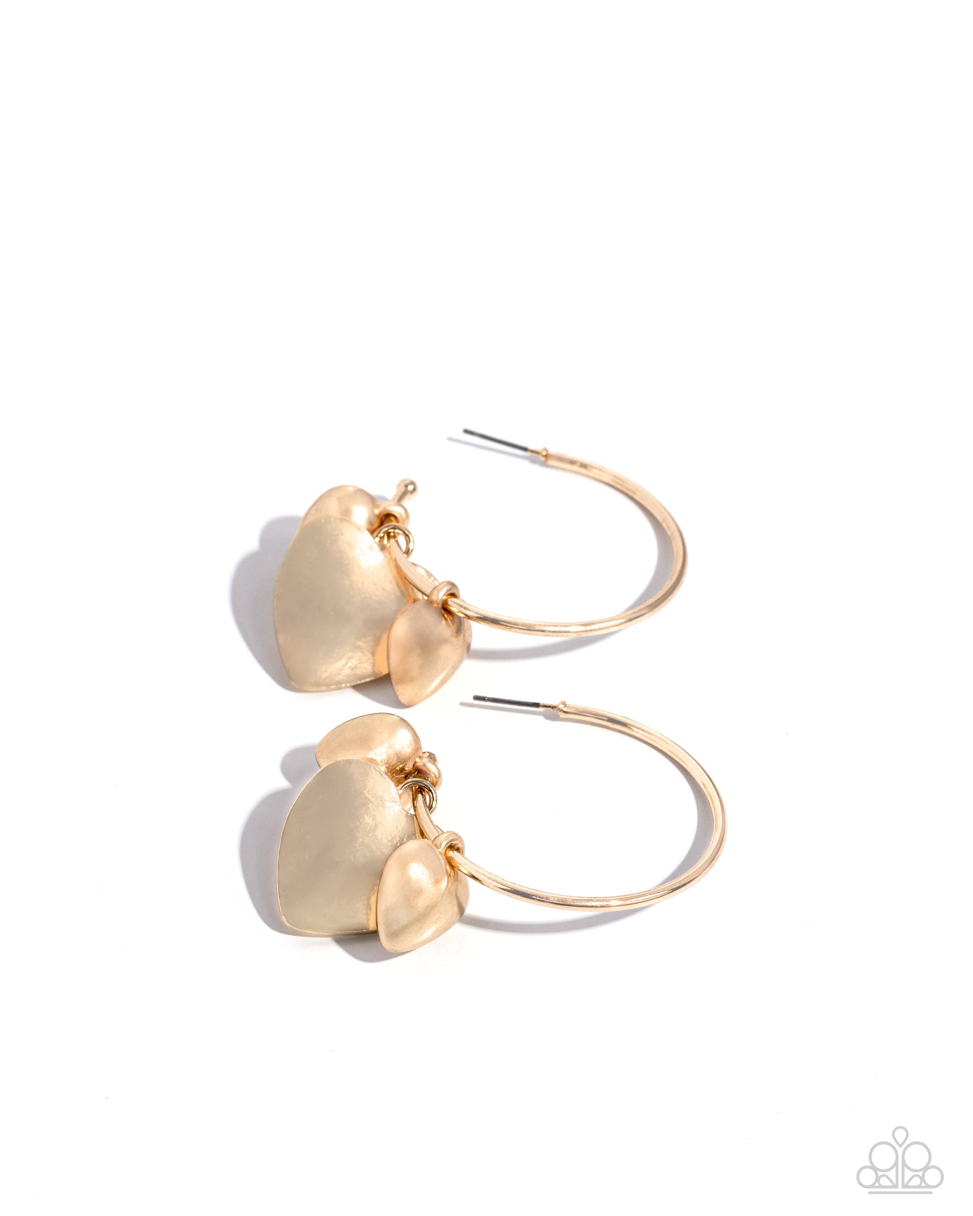 Casually Crushing Gold Heart Hoop Earrings - Paparazzi Accessories- lightbox - CarasShop.com - $5 Jewelry by Cara Jewels