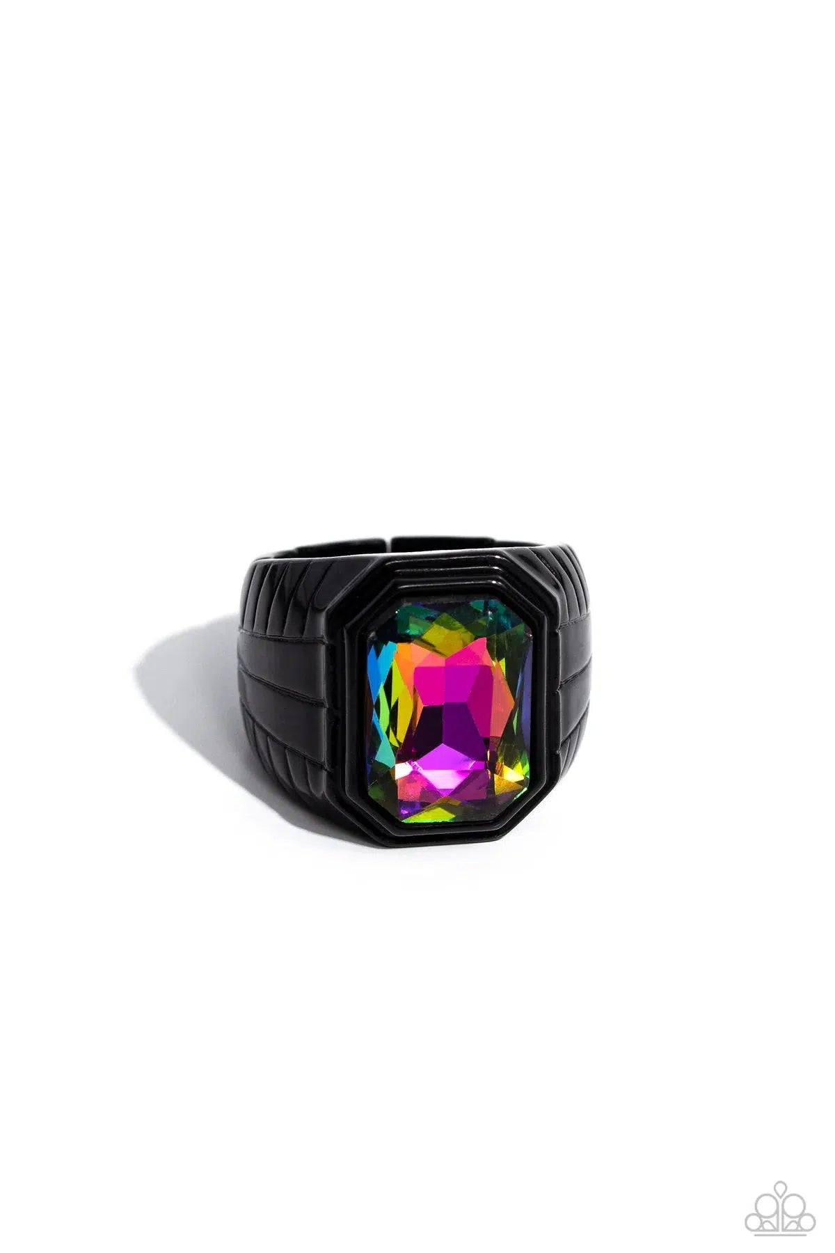 Cavalier Claim Multi Oil Spill Men&#39;s Ring - Paparazzi Accessories- lightbox - CarasShop.com - $5 Jewelry by Cara Jewels