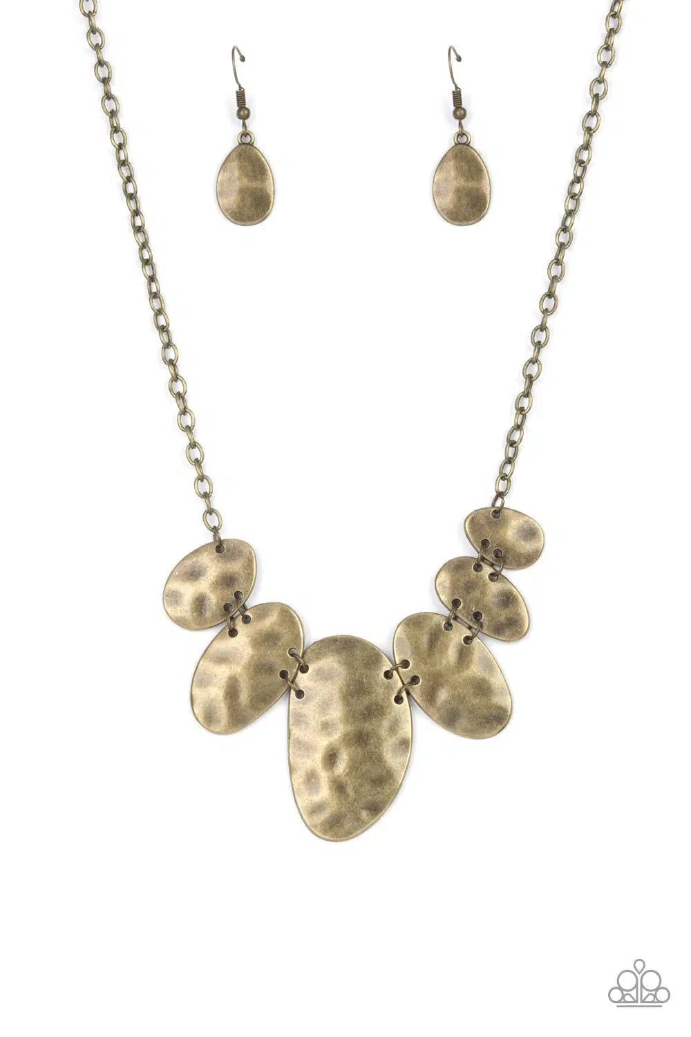 Cave Crawl Brass Necklace - Paparazzi Accessories- lightbox - CarasShop.com - $5 Jewelry by Cara Jewels
