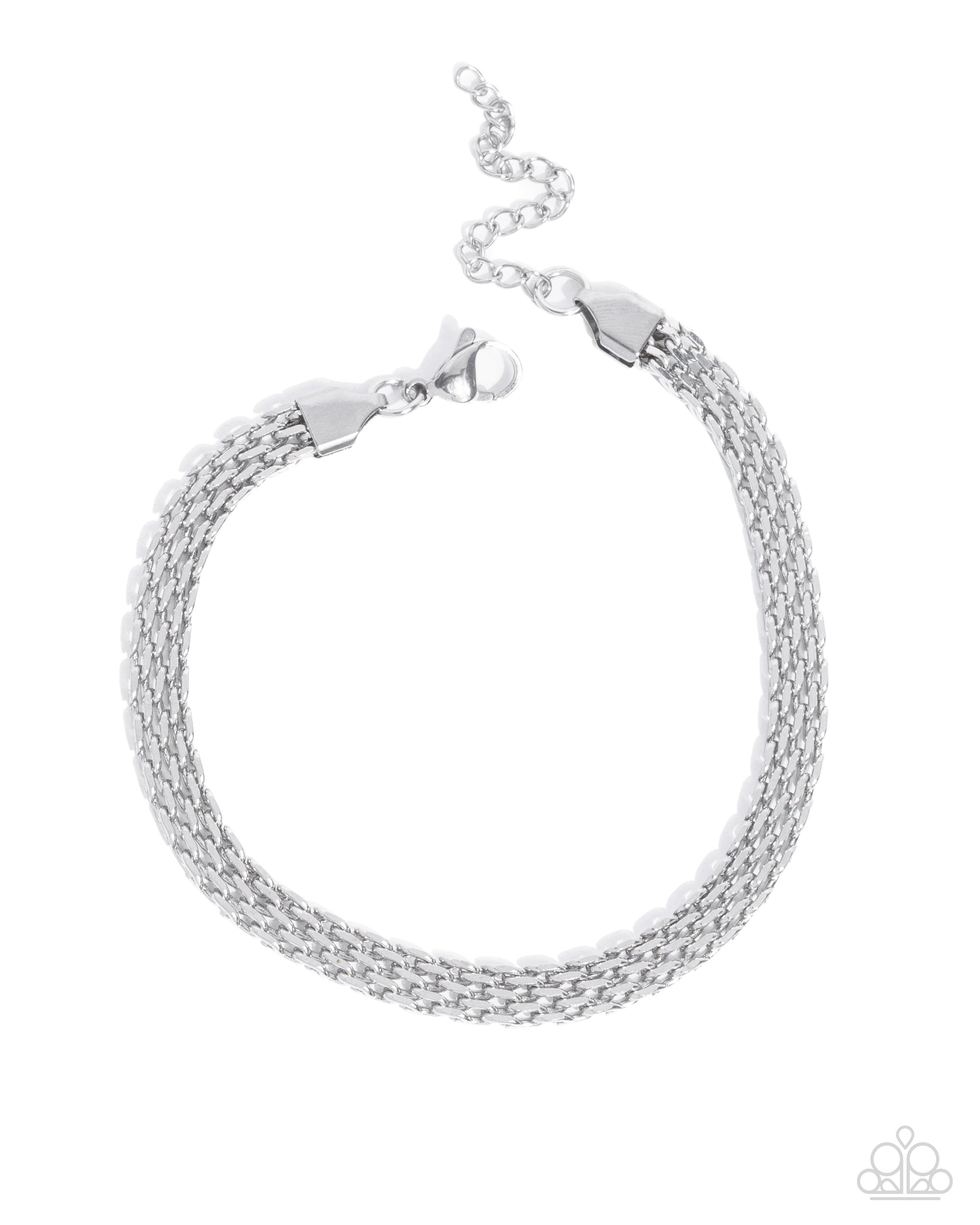 Chained Constitution Men's Silver Bracelet - Paparazzi Accessories- lightbox - CarasShop.com - $5 Jewelry by Cara Jewels