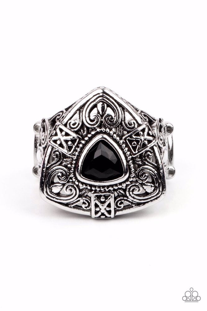 Charismatic Couture Black Ring - Paparazzi Accessories- lightbox - CarasShop.com - $5 Jewelry by Cara Jewels