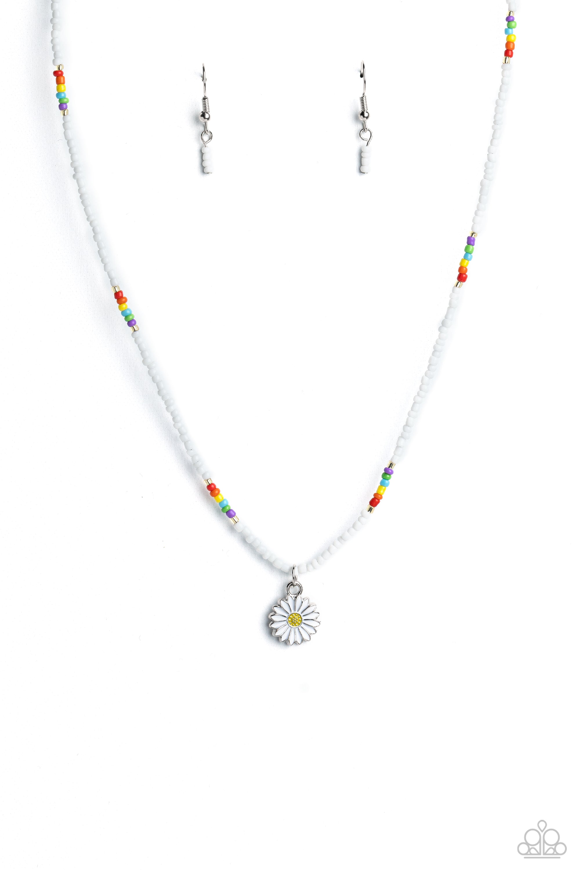 Charming Chance Multi & White Seed Bead Necklace - Paparazzi Accessories- lightbox - CarasShop.com - $5 Jewelry by Cara Jewels