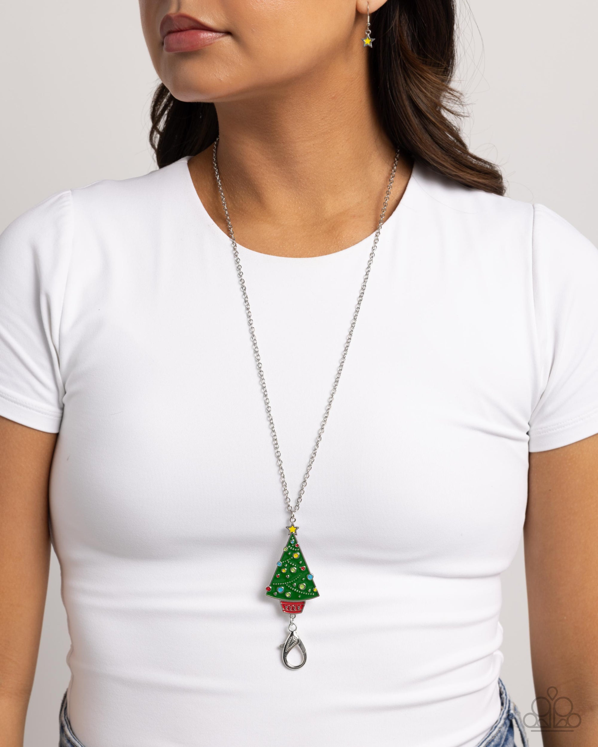 Charming Christmas Multi Christmas Tree Lanyard Necklace - Paparazzi Accessories- lightbox - CarasShop.com - $5 Jewelry by Cara Jewels