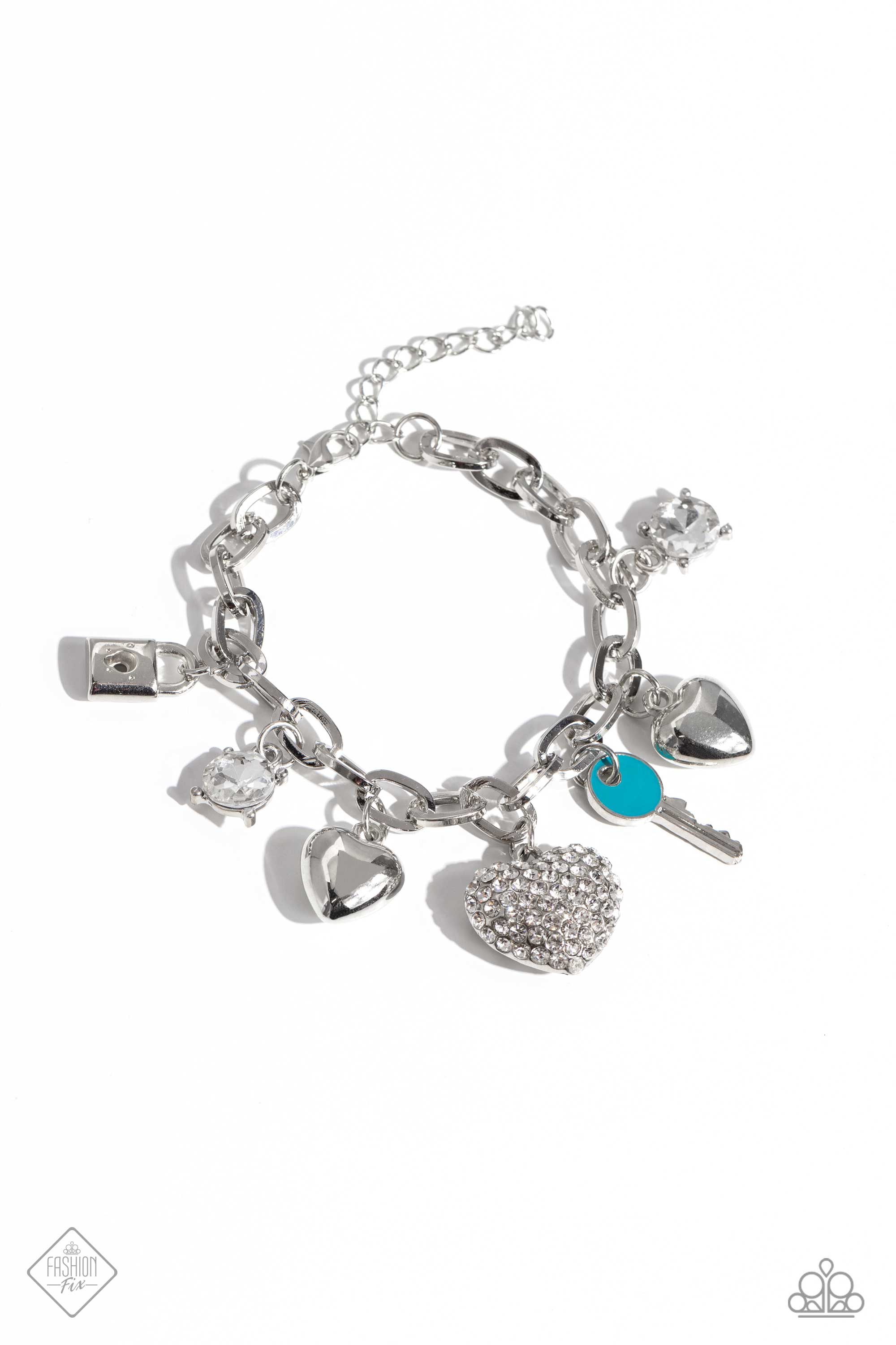 Charming Color White & Silver Charm Bracelet - Paparazzi Accessories- lightbox - CarasShop.com - $5 Jewelry by Cara Jewels