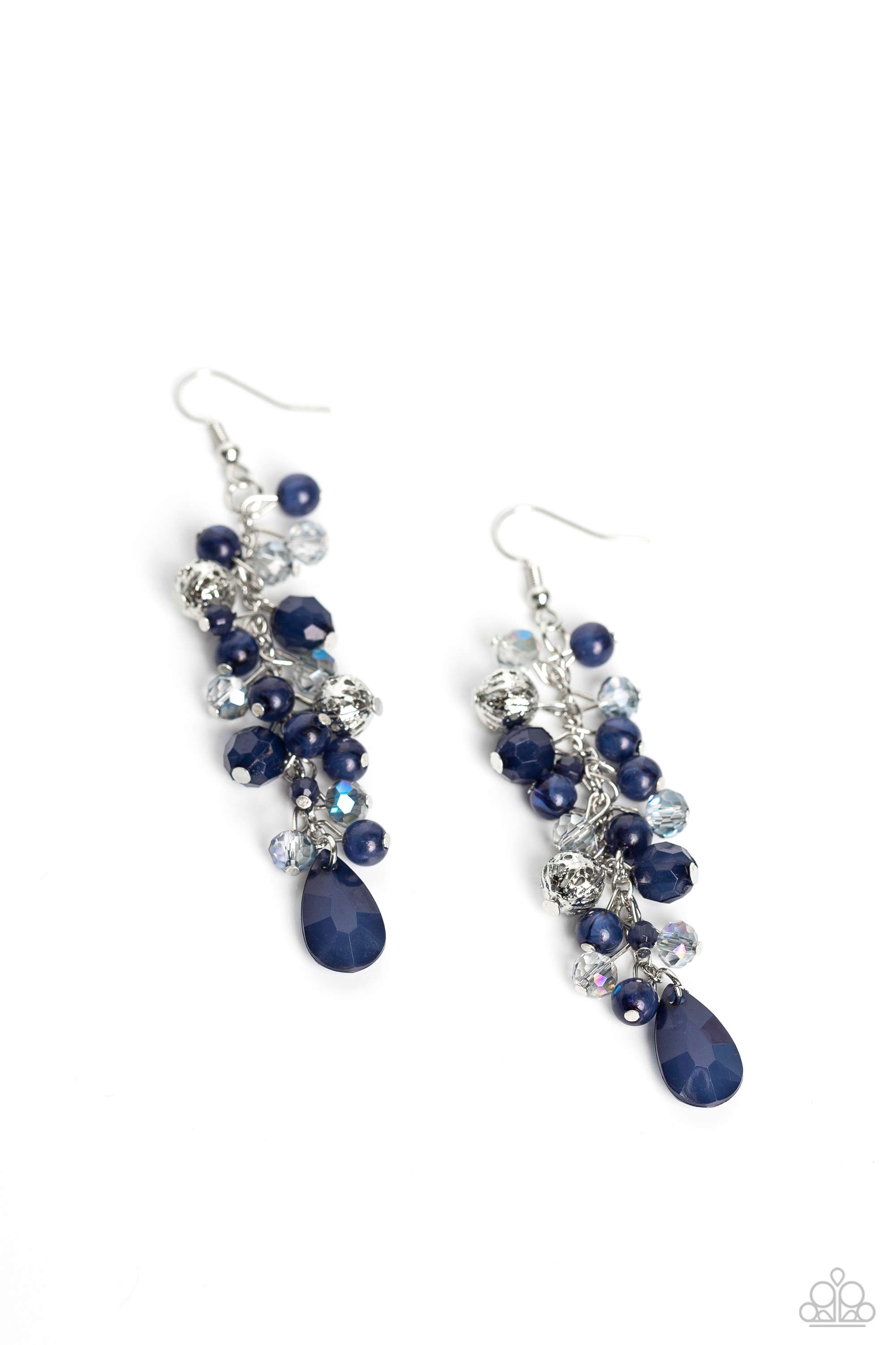 Cheeky Cascade Blue Earrings - Paparazzi Accessories- lightbox - CarasShop.com - $5 Jewelry by Cara Jewels