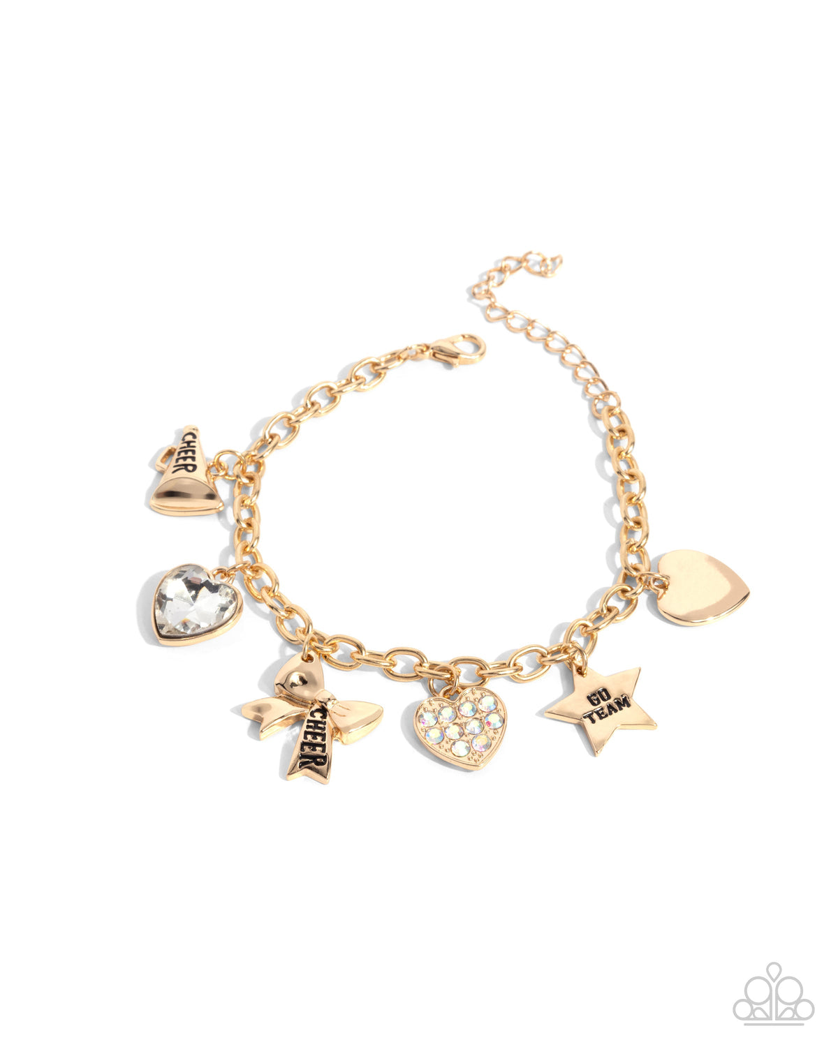 Cheerleading Camp Gold Charm Bracelet - Paparazzi Accessories- lightbox - CarasShop.com - $5 Jewelry by Cara Jewels