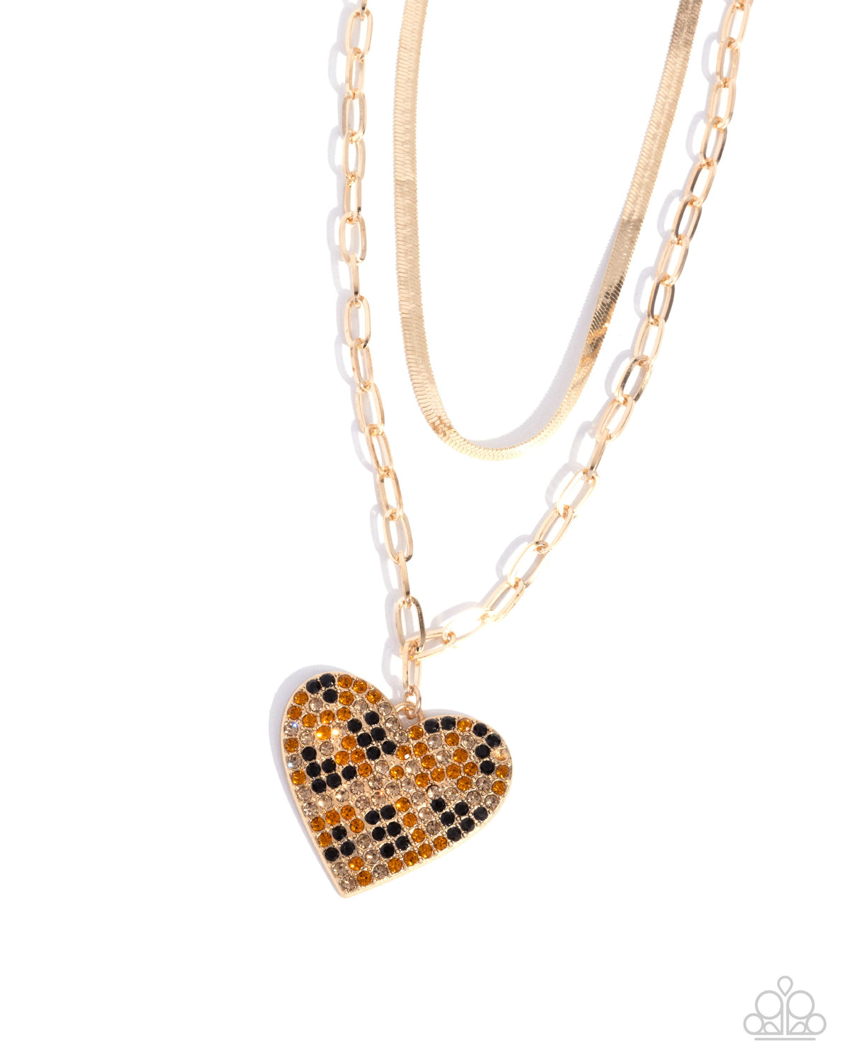 Cheetah Class Brown &amp; Gold Heart Necklace - Paparazzi Accessories- lightbox - CarasShop.com - $5 Jewelry by Cara Jewels