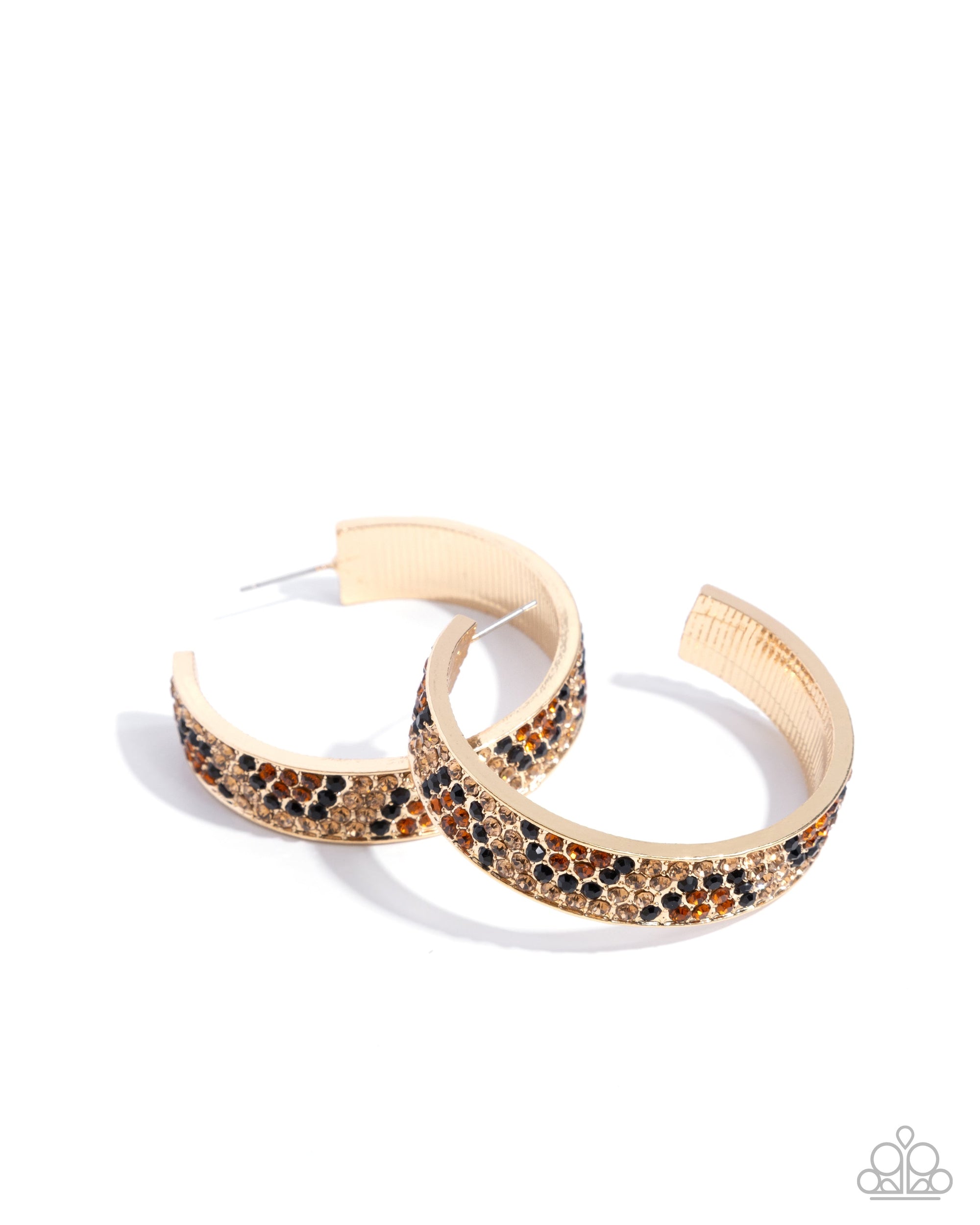 Cheetah Clique Gold Hoop Earrings - Paparazzi Accessories- lightbox - CarasShop.com - $5 Jewelry by Cara Jewels