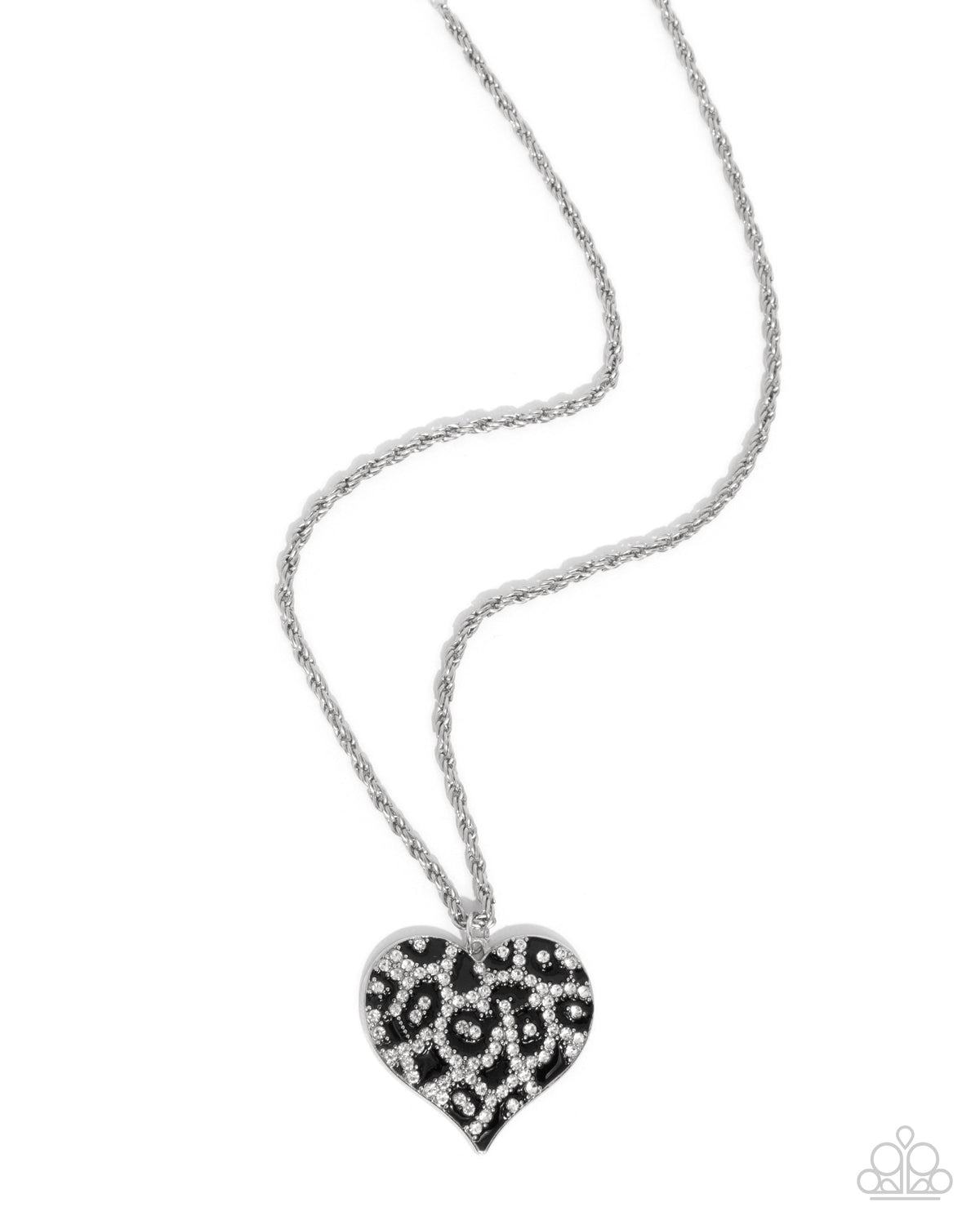 Cheetah Compound Black &amp; White Rhinestone Necklace - Paparazzi Accessories- lightbox - CarasShop.com - $5 Jewelry by Cara Jewels