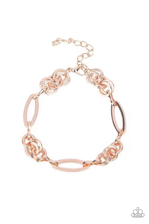 Chic Charmer Rose Gold Bracelet - Paparazzi Accessories- lightbox - CarasShop.com - $5 Jewelry by Cara Jewels