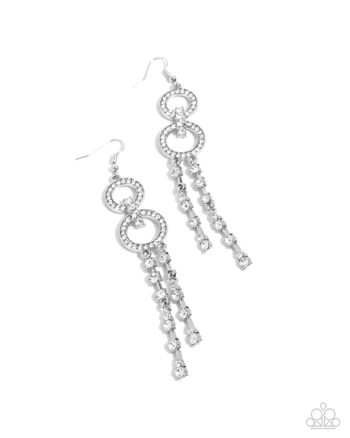 Chic Crowd White Rhinestone Earrings - Paparazzi Accessories- lightbox - CarasShop.com - $5 Jewelry by Cara Jewels