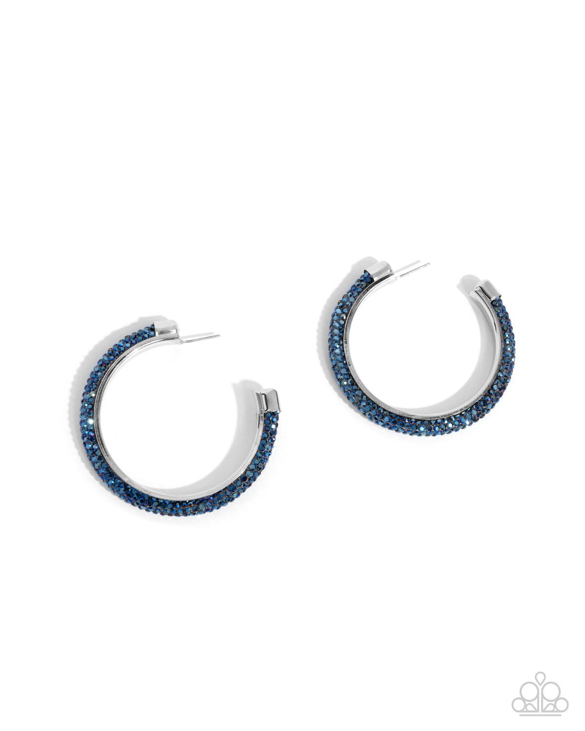 Chiseled Crescendo Blue Rhinestone Hoop Earrings - Paparazzi Accessories- lightbox - CarasShop.com - $5 Jewelry by Cara Jewels