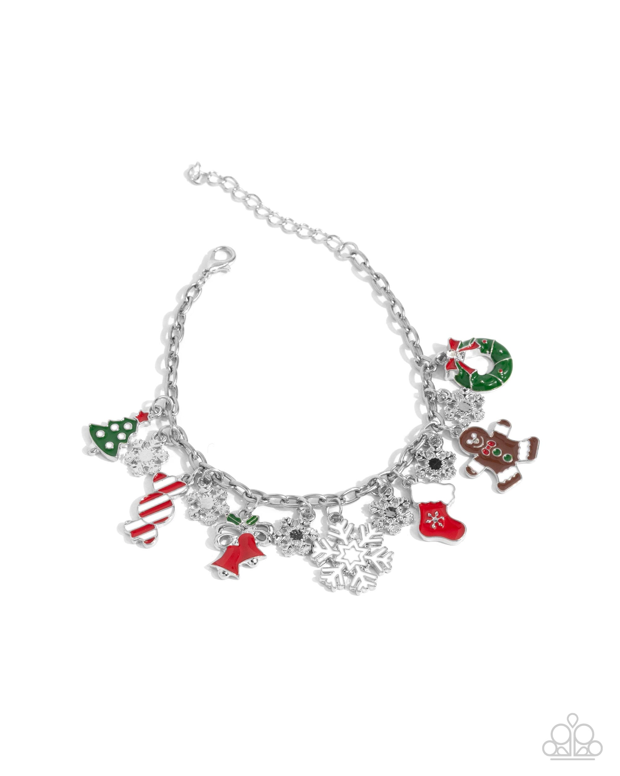 Christmas Cascade Multi Charm Bracelet - Paparazzi Accessories- lightbox - CarasShop.com - $5 Jewelry by Cara Jewels