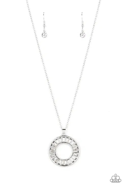 Clique Couture White Rhinestone Necklace - Paparazzi Accessories- lightbox - CarasShop.com - $5 Jewelry by Cara Jewels