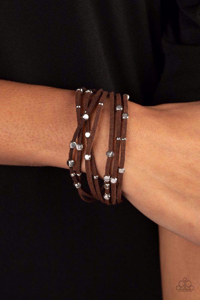 Clustered Constellations Brown Bracelet - Paparazzi Accessories- on model - CarasShop.com - $5 Jewelry by Cara Jewels