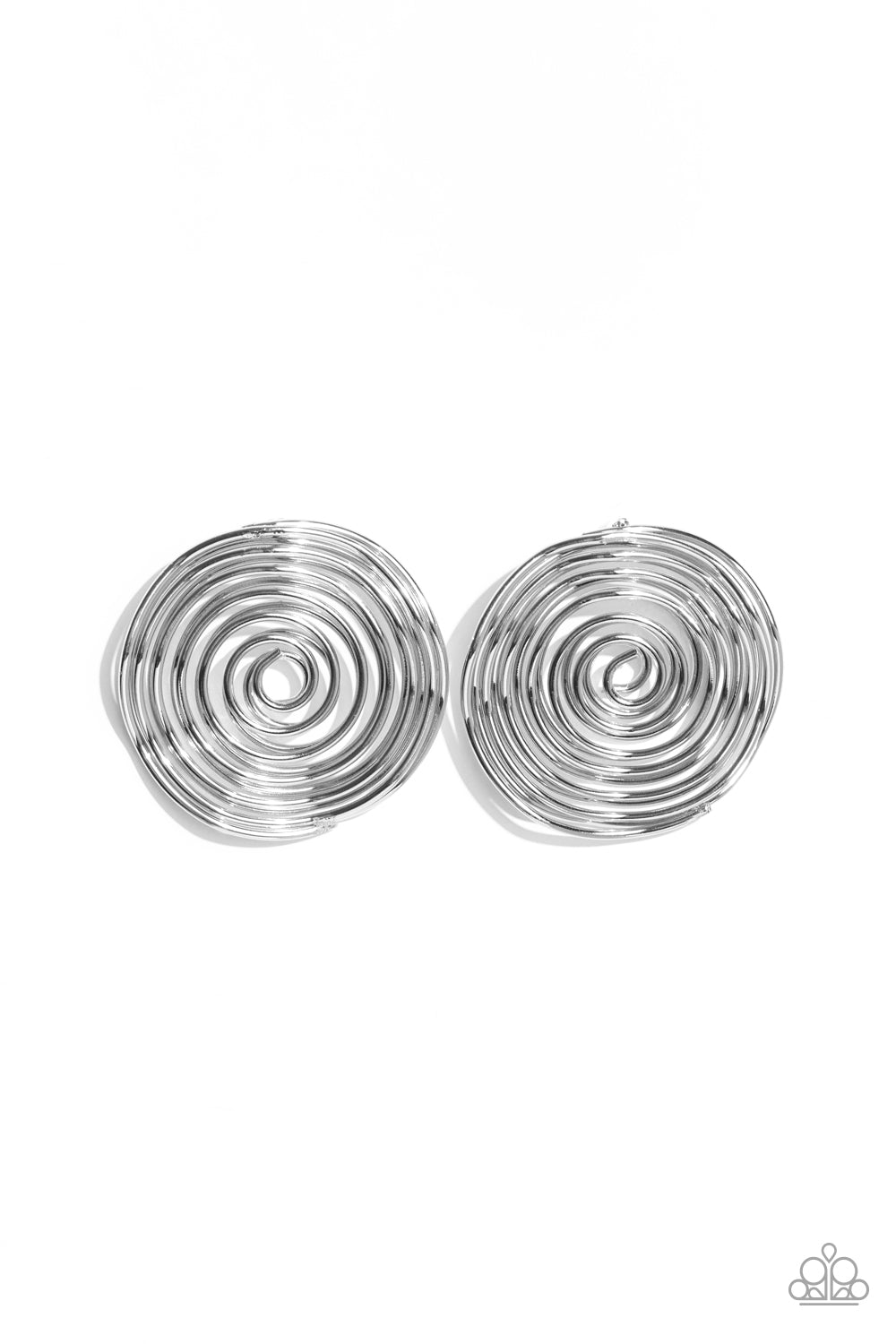 COIL Over Silver Earrings - Paparazzi Accessories- lightbox - CarasShop.com - $5 Jewelry by Cara Jewels