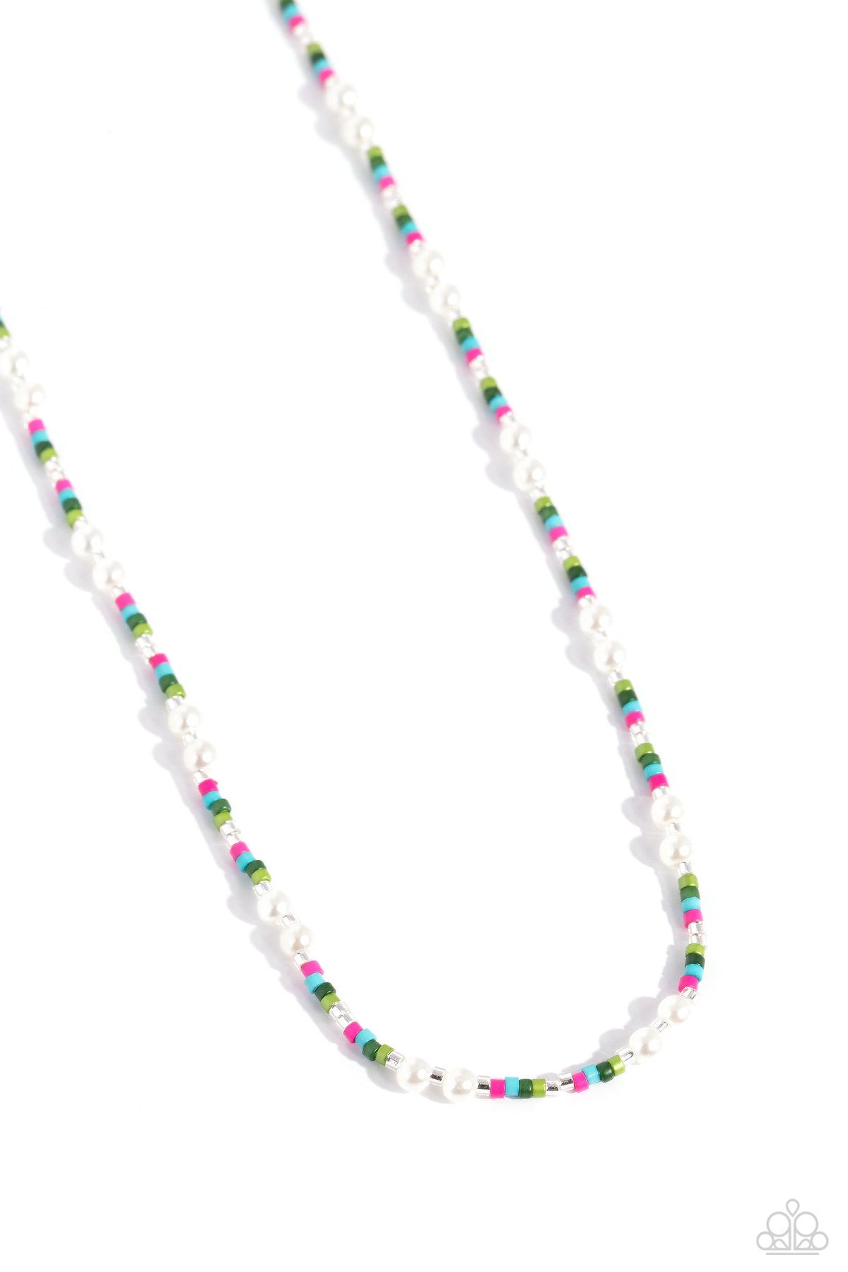 Colorblock Charm Green &amp; Multi Seed Bead and Pearl Necklace - Paparazzi Accessories- lightbox - CarasShop.com - $5 Jewelry by Cara Jewels