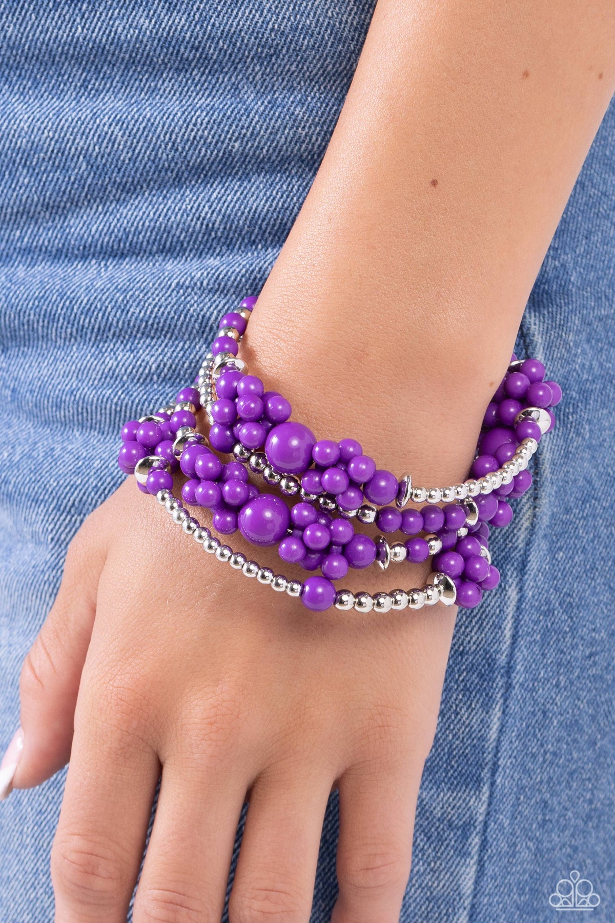 Compelling Clouds Purple Infinity Wrap Bracelet - Paparazzi Accessories-on model - CarasShop.com - $5 Jewelry by Cara Jewels