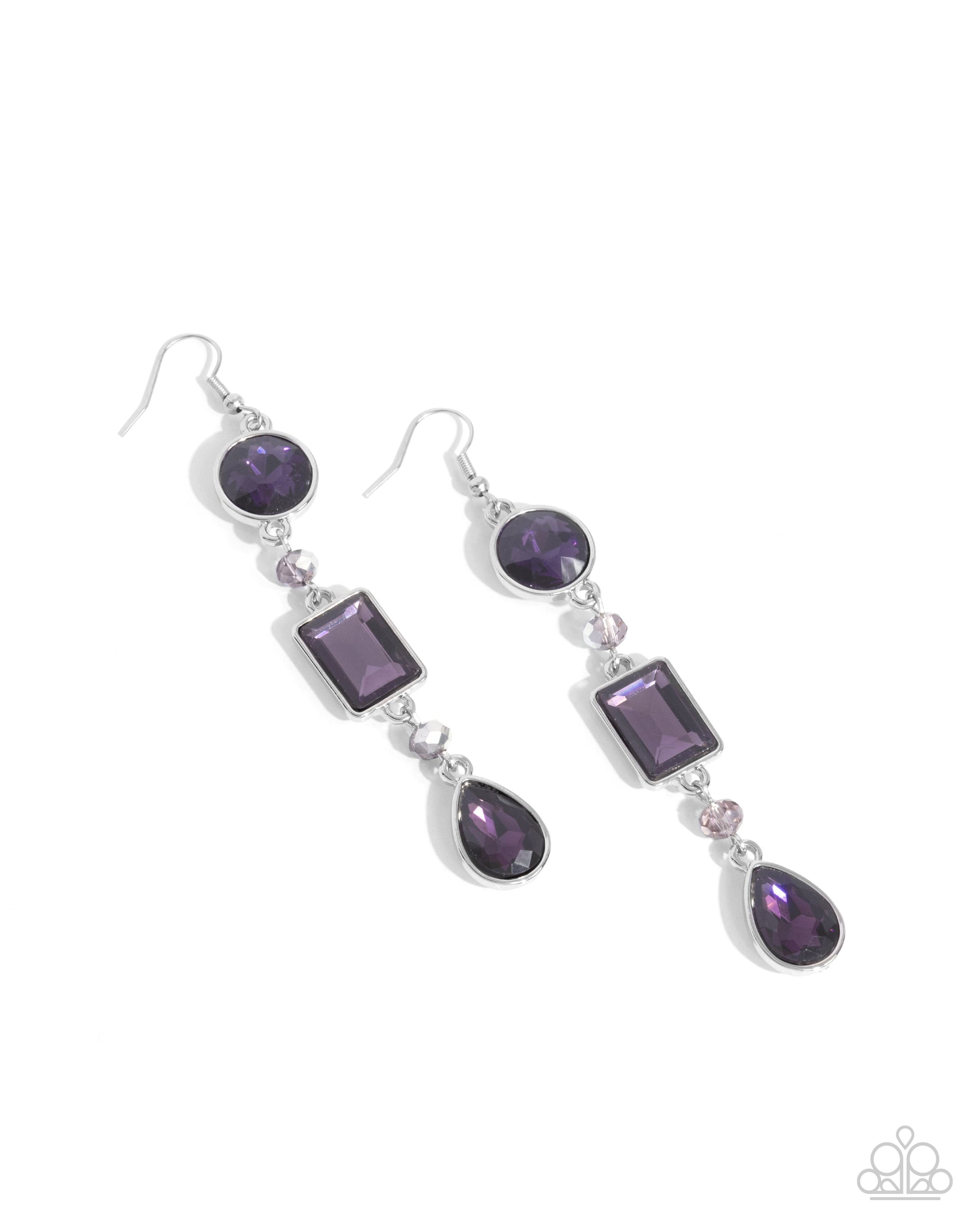 Complete Charisma Purple Rhinestone Earrings - Paparazzi Accessories- lightbox - CarasShop.com - $5 Jewelry by Cara Jewels