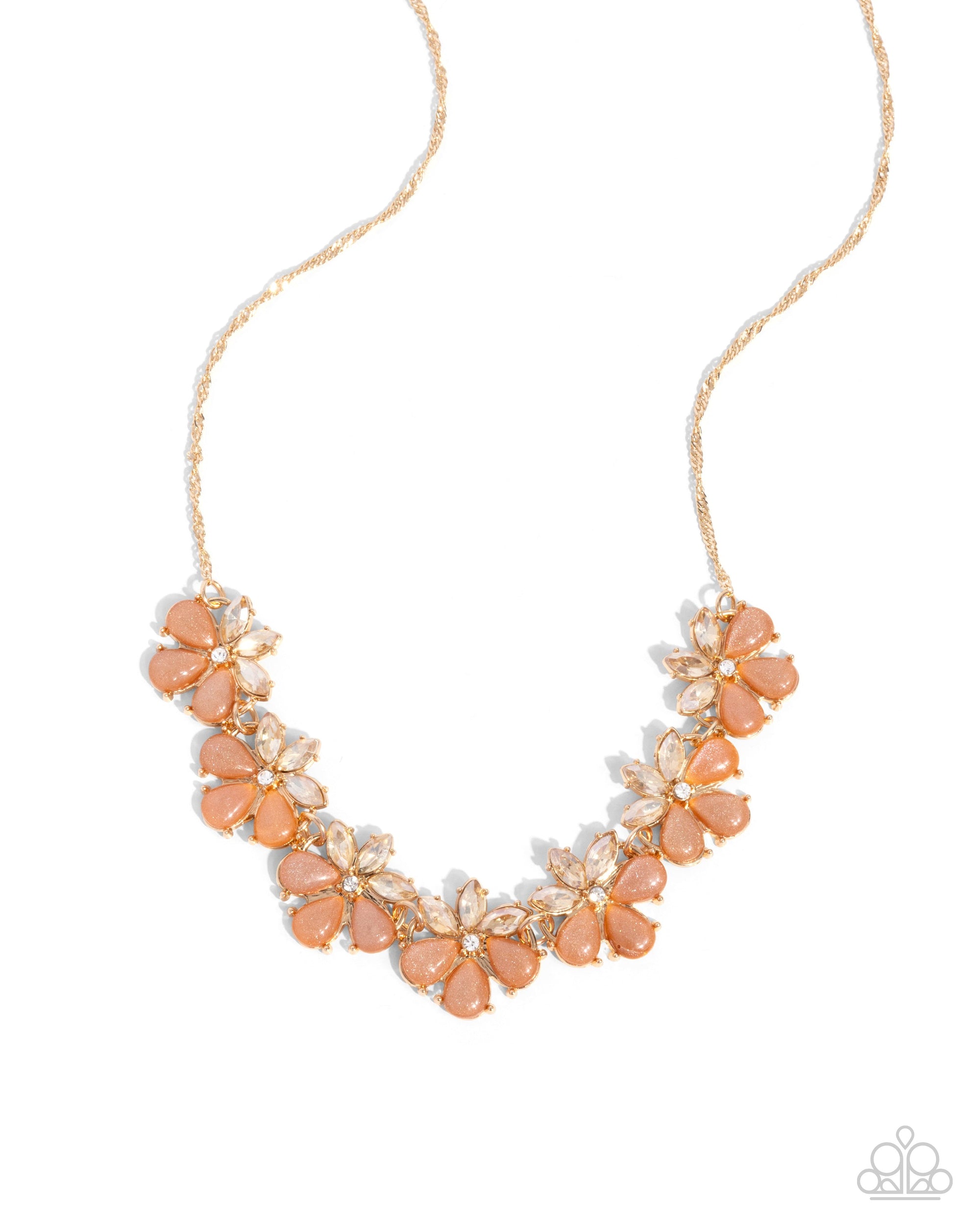 Consistent Chic Orange Floral Necklace - Paparazzi Accessories- lightbox - CarasShop.com - $5 Jewelry by Cara Jewels