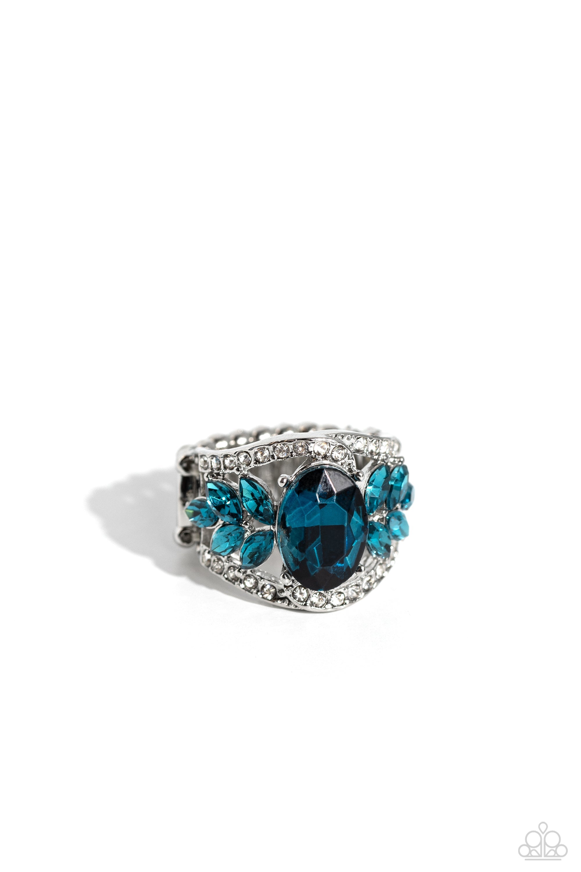 Cosmic Clique Blue Rhinestone Ring - Paparazzi Accessories- lightbox - CarasShop.com - $5 Jewelry by Cara Jewels