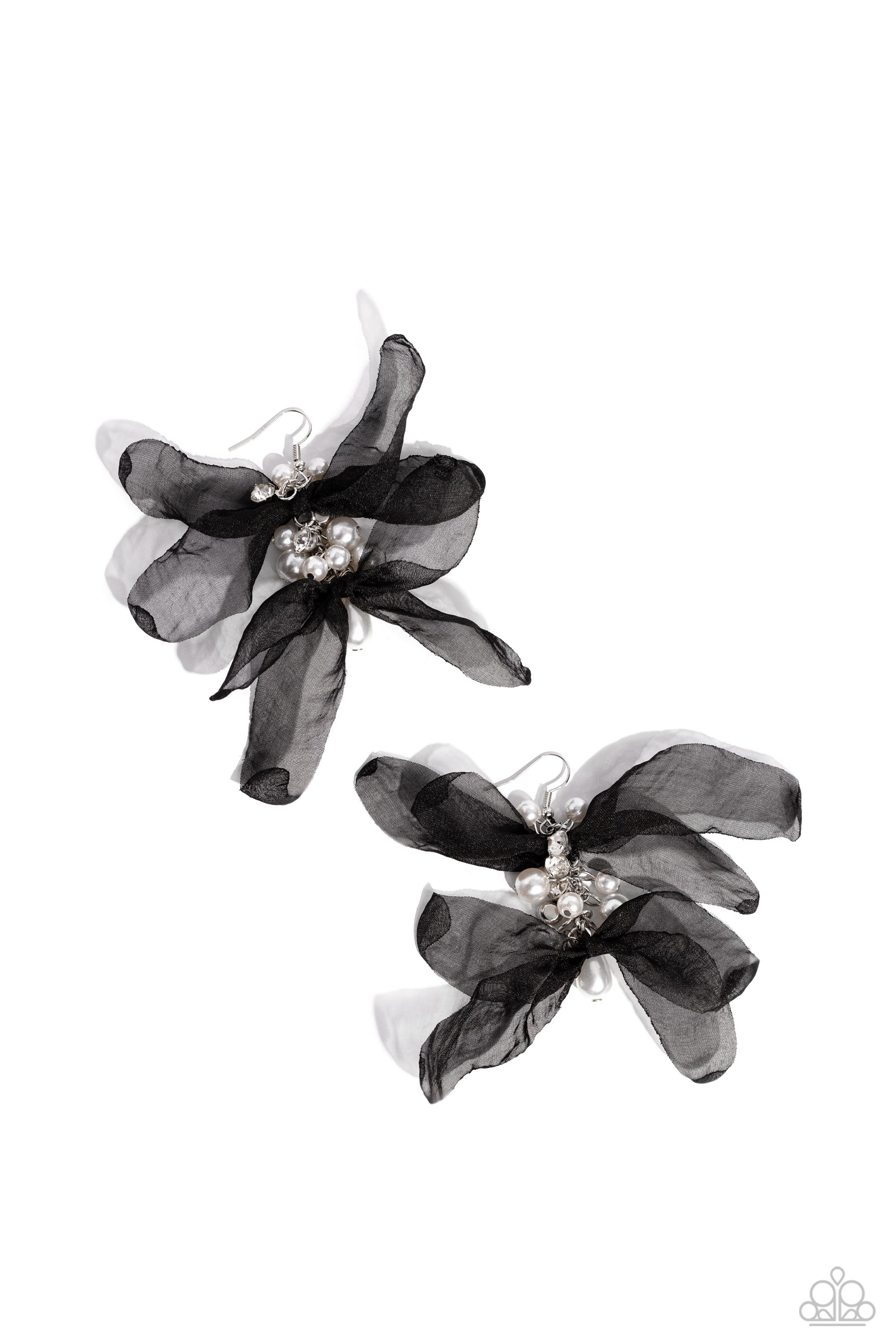 Cosmopolitan Charisma Black Silk Petal Earrings - Paparazzi Accessories- lightbox - CarasShop.com - $5 Jewelry by Cara Jewels