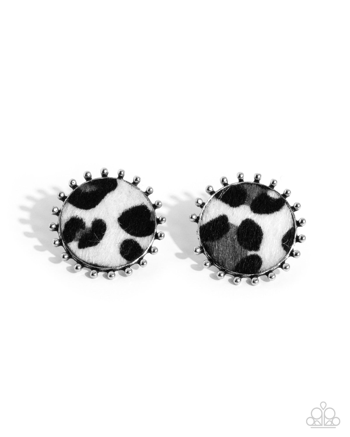 Cowhide Couture Black &amp; White Post Earrings - Paparazzi Accessories- lightbox - CarasShop.com - $5 Jewelry by Cara Jewels