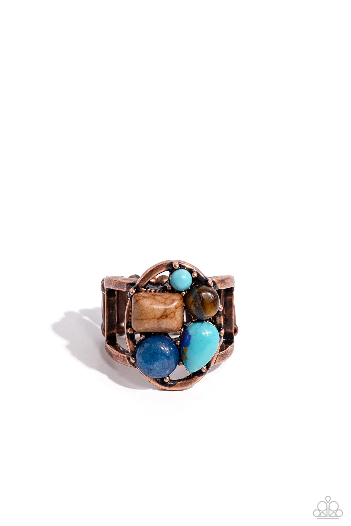 Crafted Collection Copper and Stone Ring - Paparazzi Accessories- lightbox - CarasShop.com - $5 Jewelry by Cara Jewels