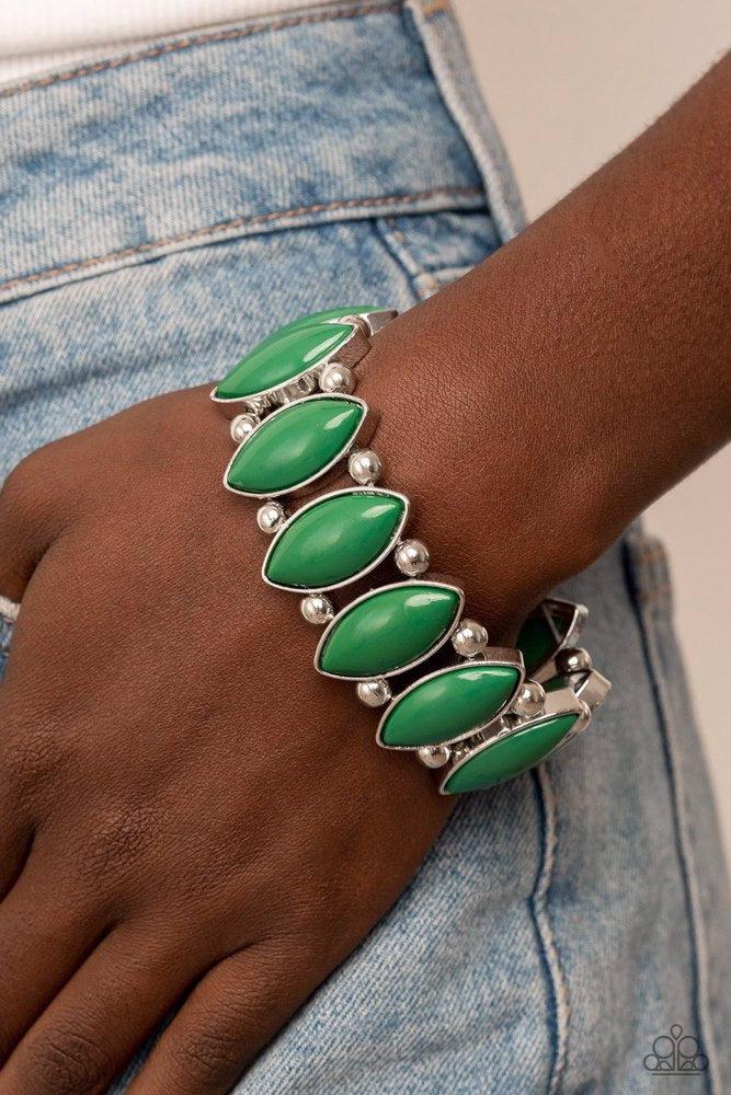 Cry Me a Rivera Green Bracelet - Paparazzi Accessories-on model - CarasShop.com - $5 Jewelry by Cara Jewels