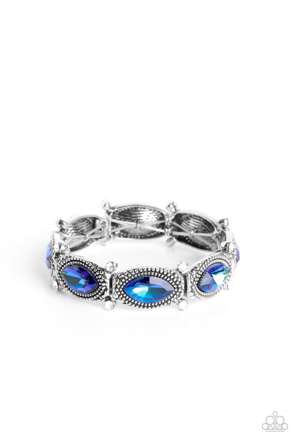 Dancing Diva Blue Rhinestone Bracelet - Paparazzi Accessories- lightbox - CarasShop.com - $5 Jewelry by Cara Jewels