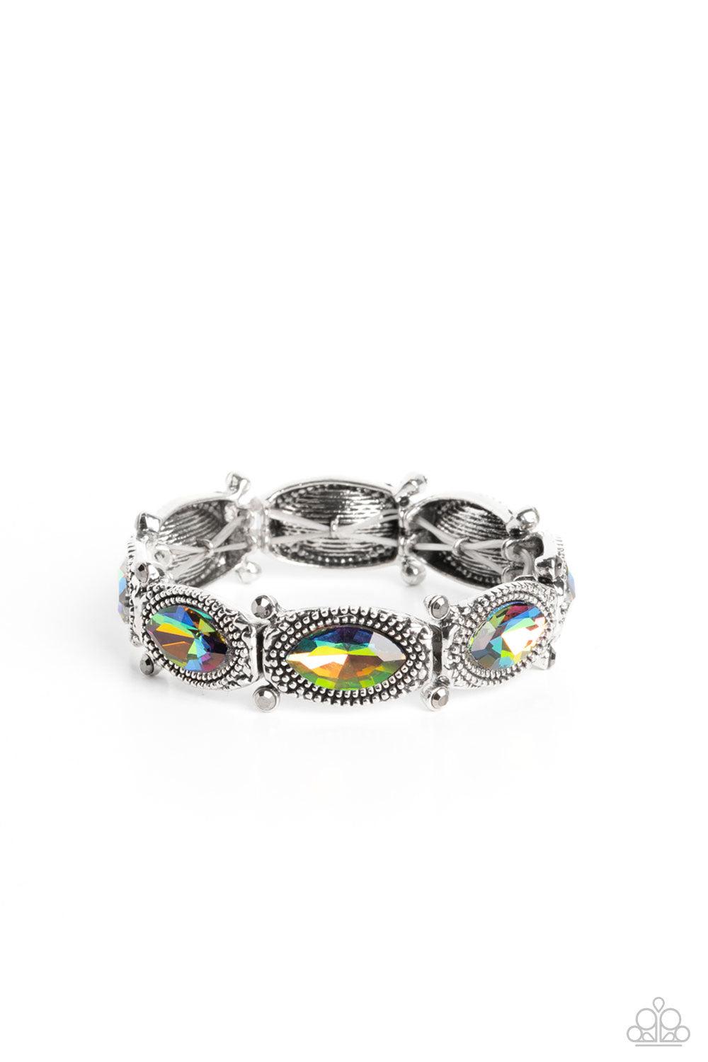 Dancing Diva Multi Oil Spill Rhinestone Bracelet - Paparazzi Accessories- lightbox - CarasShop.com - $5 Jewelry by Cara Jewels