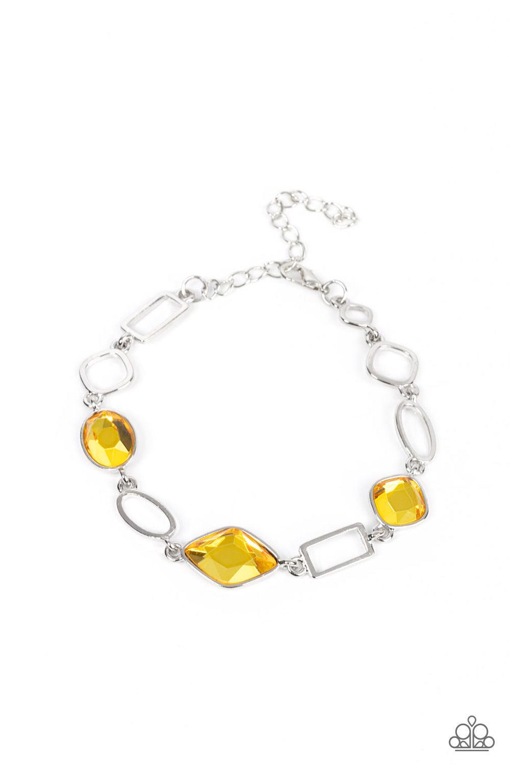 Dazzle for Days Yellow Rhinestone Bracelet - Paparazzi Accessories- lightbox - CarasShop.com - $5 Jewelry by Cara Jewels