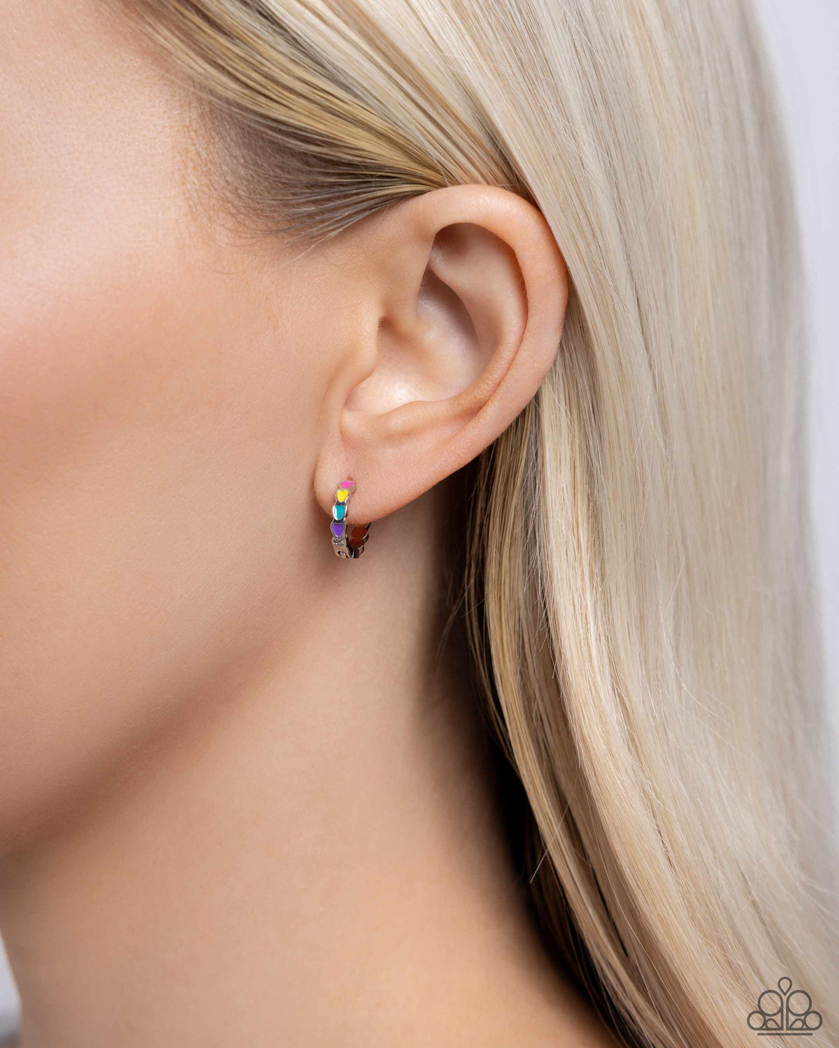 Delicate Dalliance Multi Heart Hoop Earrings - Paparazzi Accessories-on model - CarasShop.com - $5 Jewelry by Cara Jewels