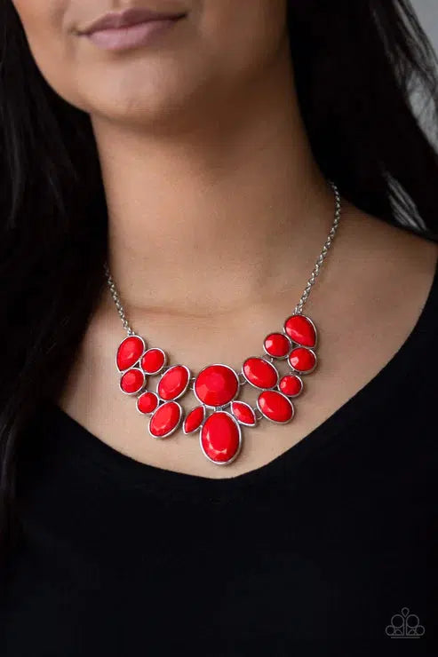Demi Diva Red Necklace - Paparazzi Accessories- on model - CarasShop.com - $5 Jewelry by Cara Jewels