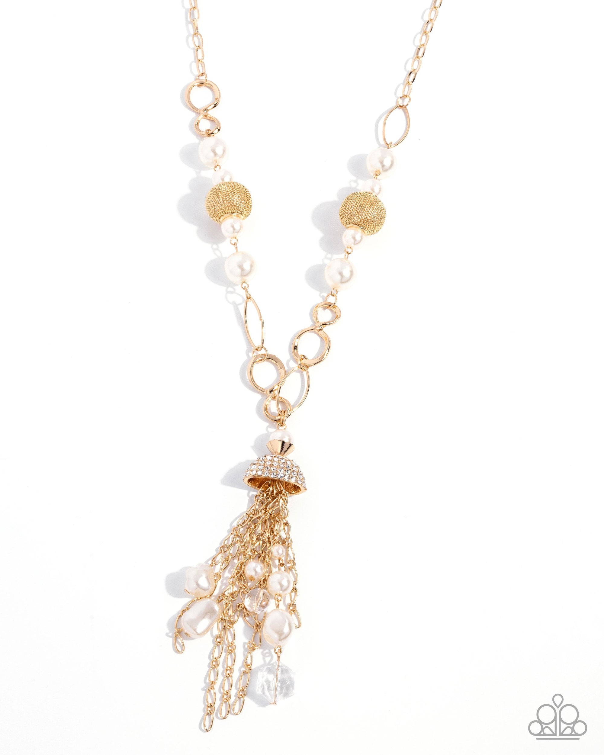 Designated Diva Gold Tassel Necklace - Paparazzi Accessories- lightbox - CarasShop.com - $5 Jewelry by Cara Jewels