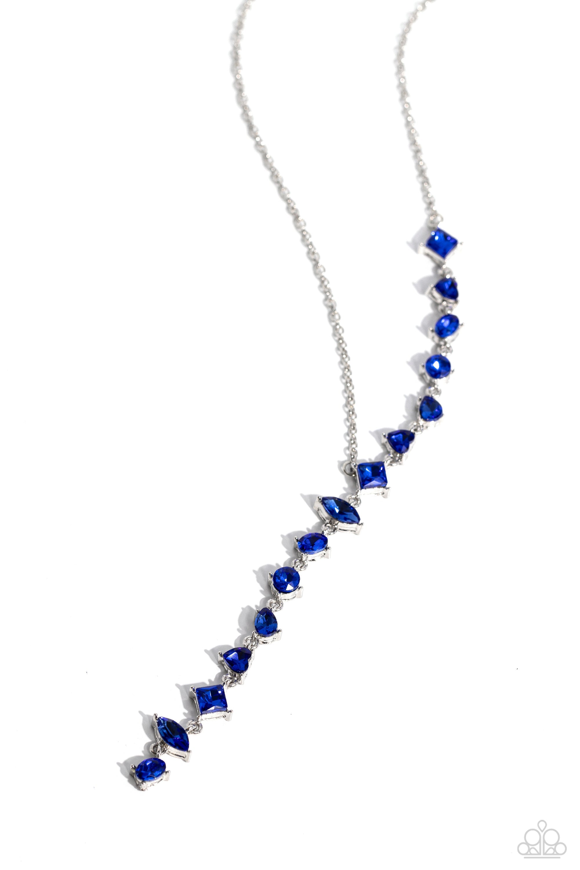 Diagonal Daydream Blue Rhinestone Necklace - Paparazzi Accessories- lightbox - CarasShop.com - $5 Jewelry by Cara Jewels