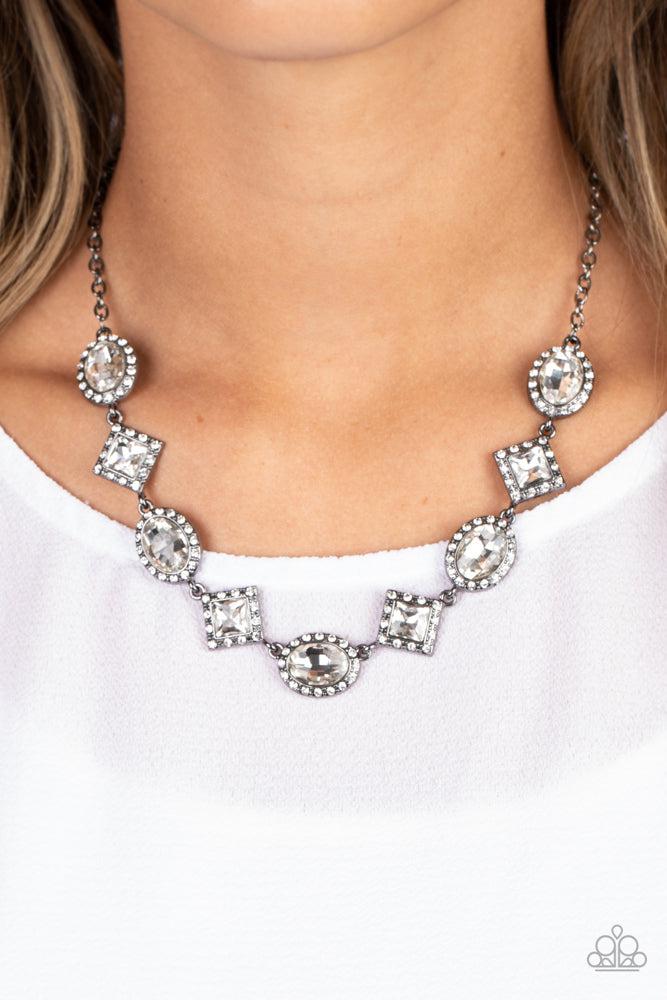 Diamond of the Season Black Necklace - Paparazzi Accessories- on model - CarasShop.com - $5 Jewelry by Cara Jewels