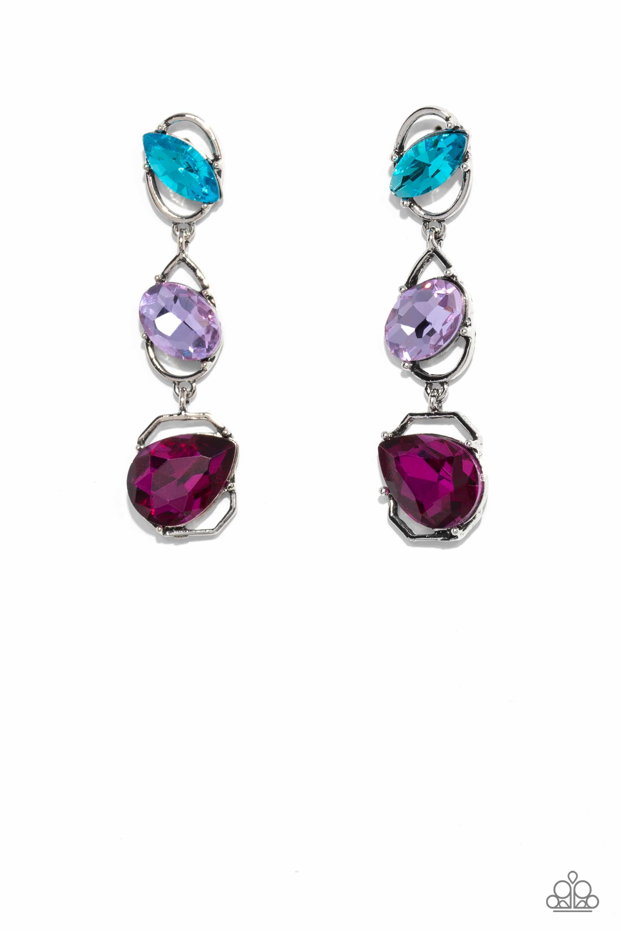 Dimensional Dance Multi Rhinestone Earrings - Paparazzi Accessories- lightbox - CarasShop.com - $5 Jewelry by Cara Jewels