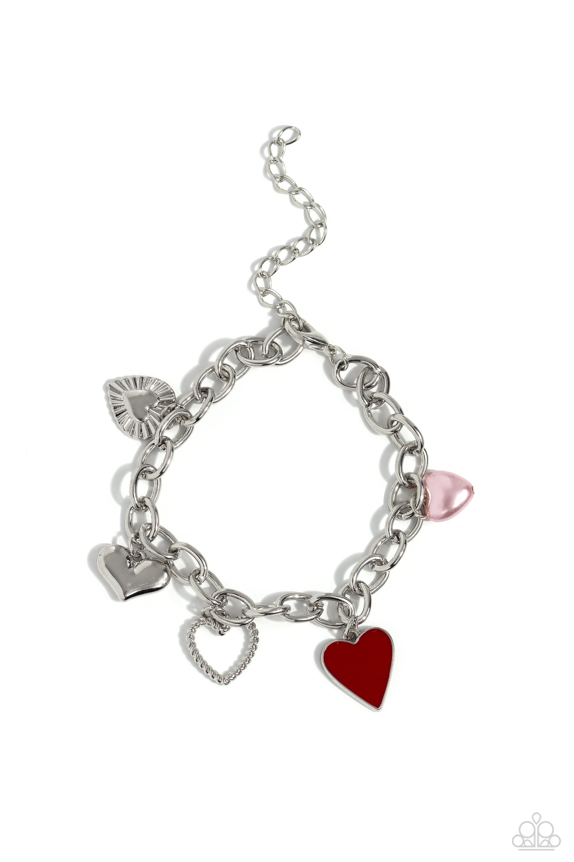 Cutely Crushing - Pink Pearl - Heart Charm Bracelet - Paparazzi Accessories